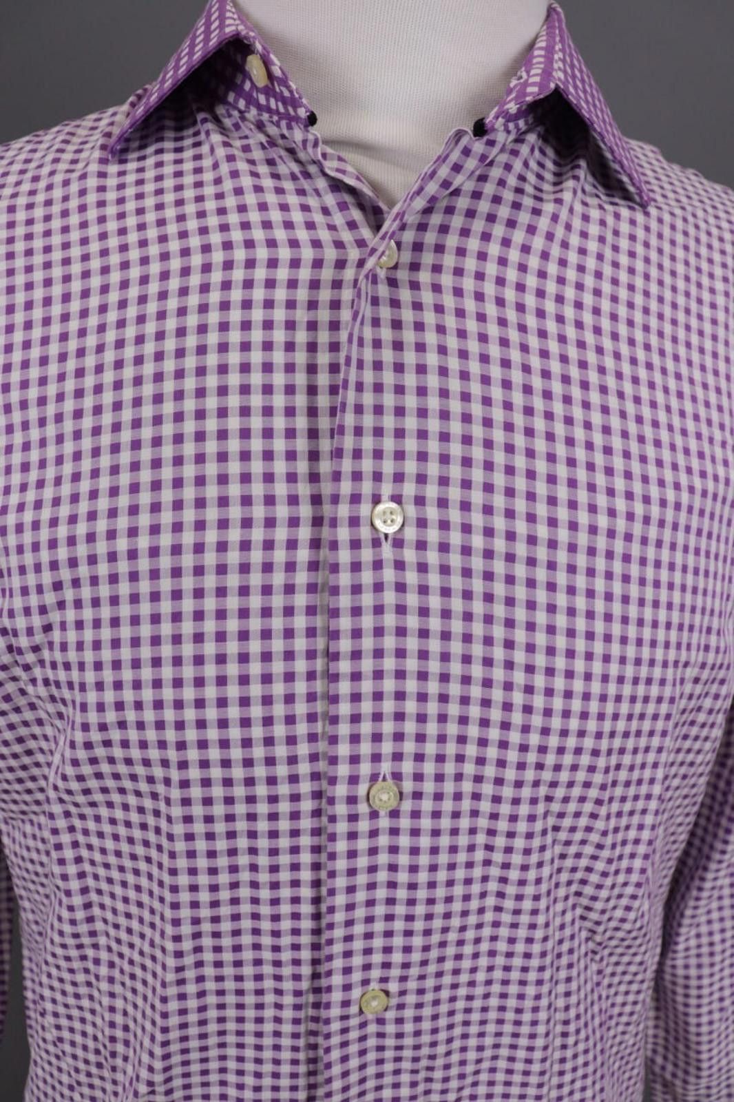 Etro Etro Milano Slim Fit Purple Check Button Down Shirt Size 40 Size US M / EU 48-50 / 2 - 5 Thumbnail