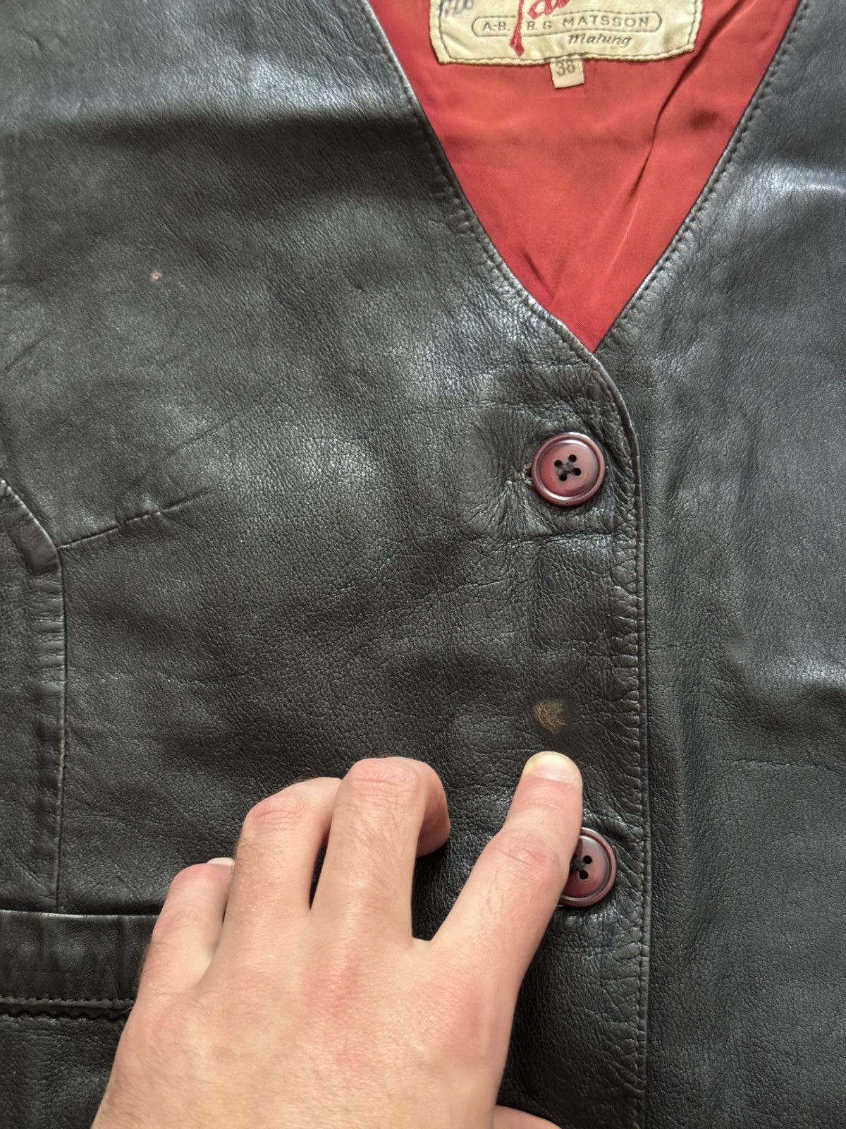 Genuine Leather Vintage 40-50’s B.G.Matsson “Bage Jacket” Leather Moto Vest Size S / US 4 / IT 40 - 2 Thumbnail