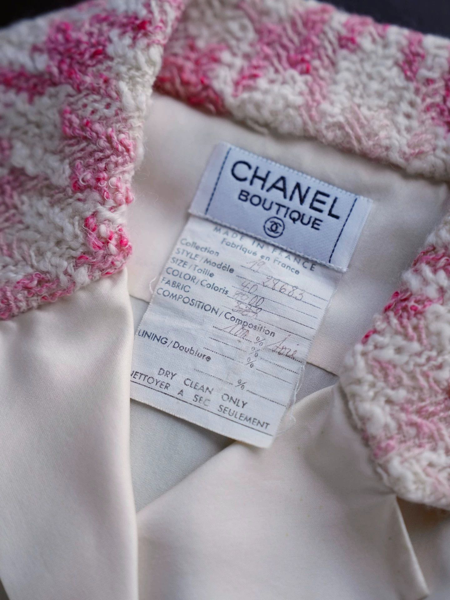 Chanel Chanel Vintage Cream Silk Pink Tweed Oversized CC Shirt FR40 Size M / US 6-8 / IT 42-44 - 2 Thumbnail