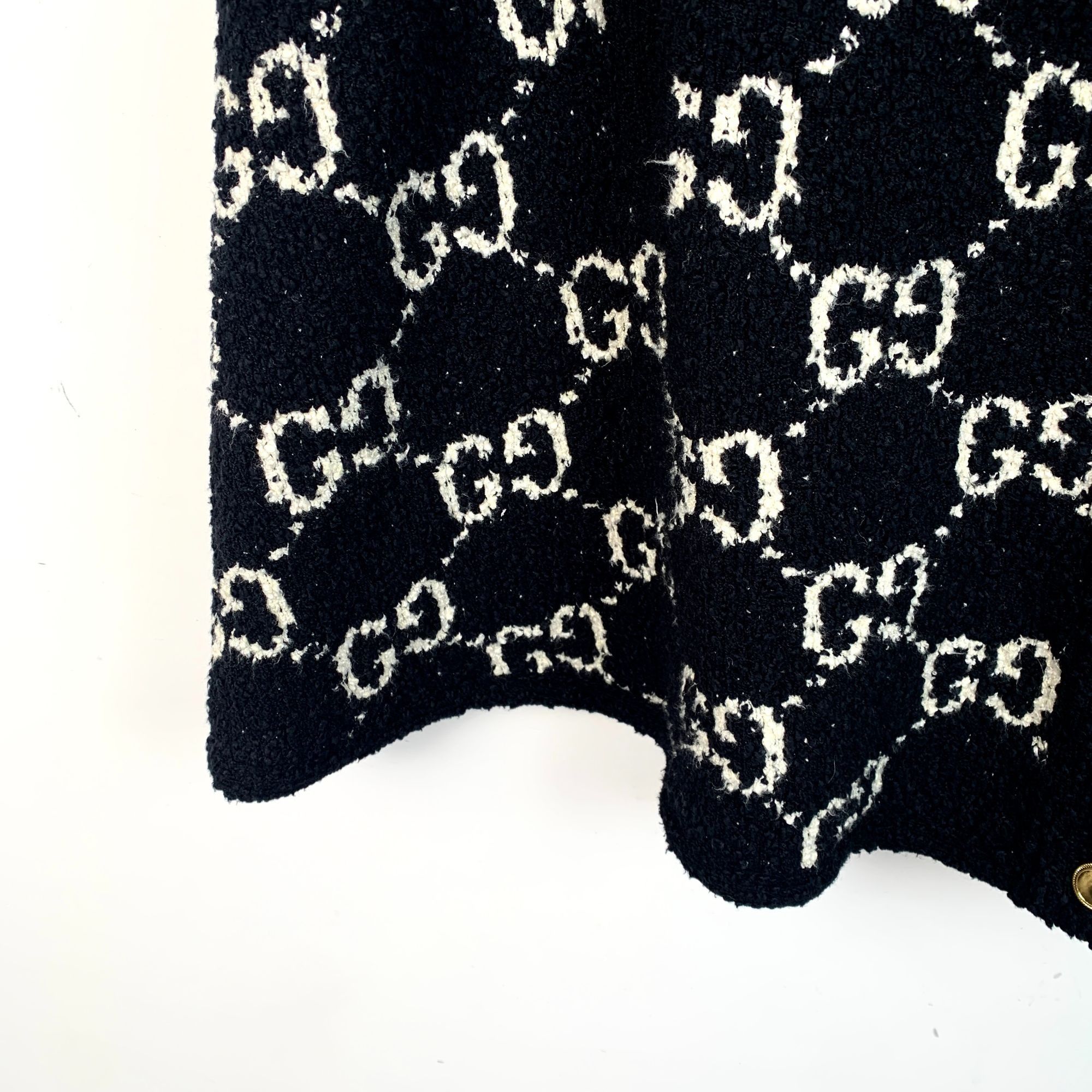 Gucci Gucci Womens Button-Up Wool & Cotton Blend Monogram Cape Jac Size XXS / US 00 / IT 34 - 4 Thumbnail