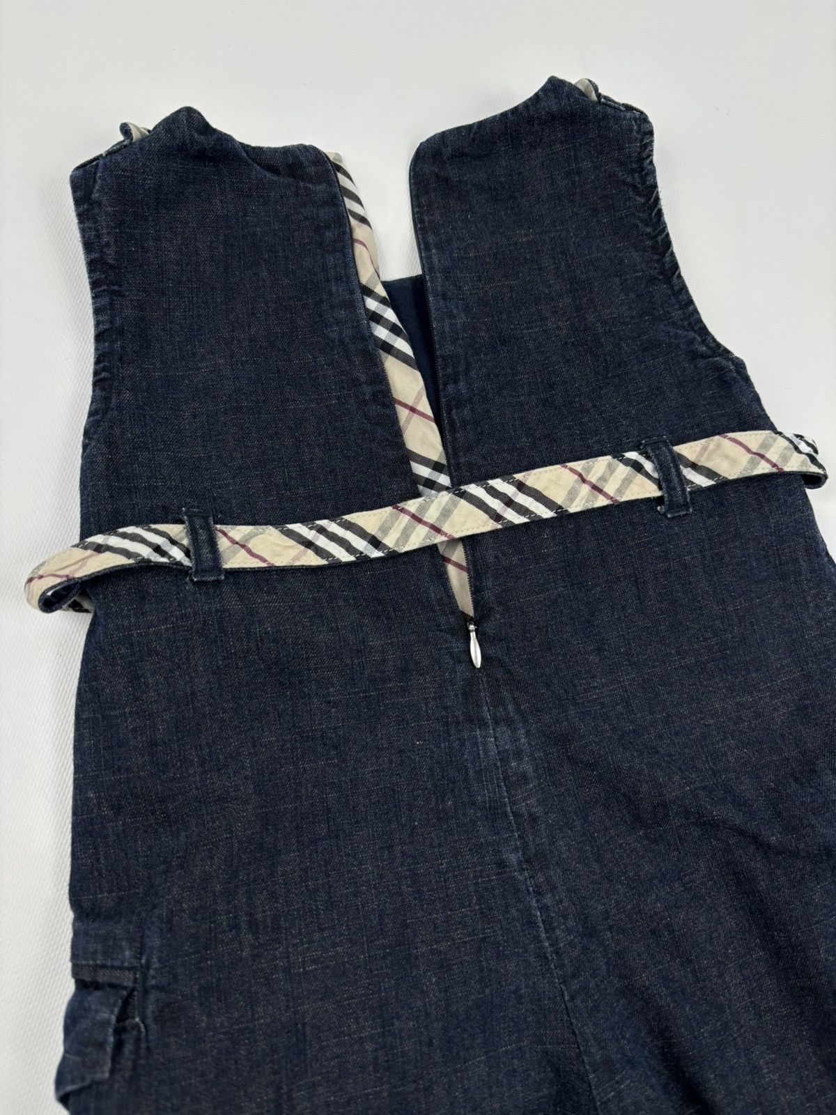 Burberry Unisex Prorsum Logo Nova Check Trim Denim Overalls Bottoms Jeans Jacket Size XXS / US 00 / IT 34 - 19 Thumbnail