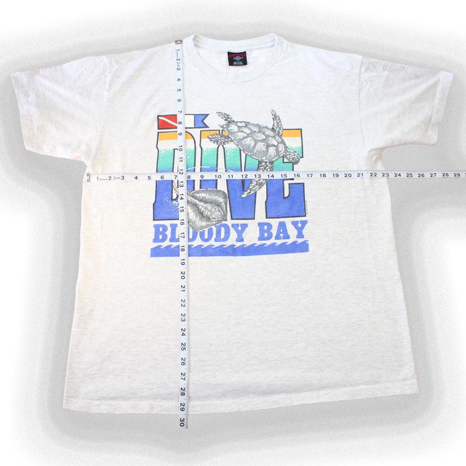 Vintage Grey 90's Vintage Sea Turtle "Dive Bloody Bay" Graphic Tee Size US XL / EU 56 / 4 - 2 Thumbnail