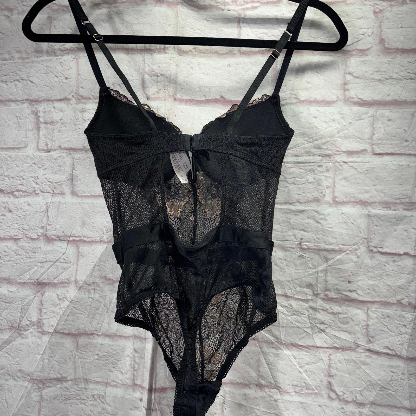Alden Auden XS Black Floral Lace Mesh Underwire Bodysuit Lingerie Size XS / US 0-2 / IT 36-38 - 7 Thumbnail