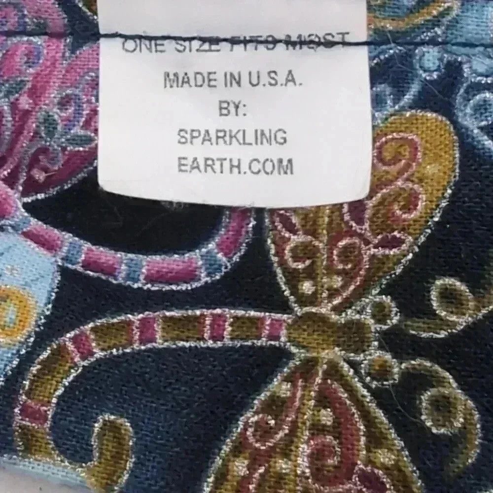 Designer Sparkling Earth Scrub Cap blue paisley dragon flies one si Size ONE SIZE - 4 Thumbnail