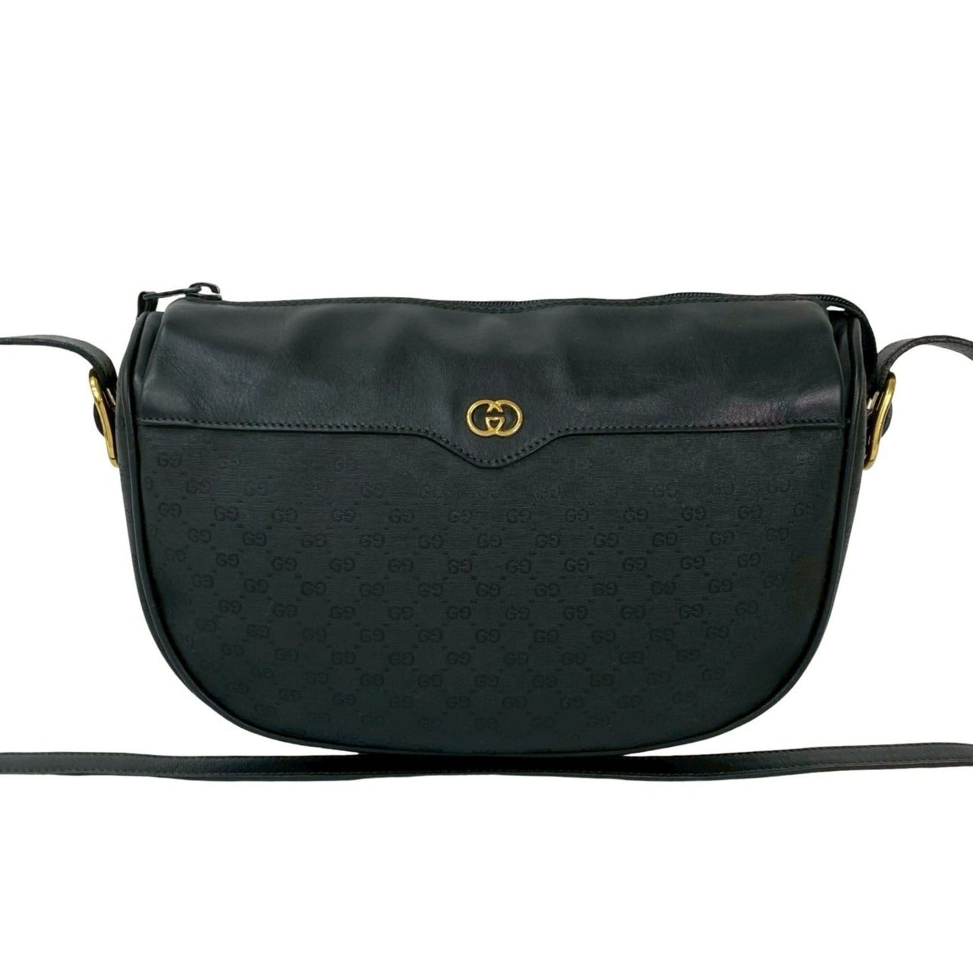 Gucci GUCCI Old Gucci Micro GG Logo Leather Mini Shoulder Bag Pochette Black 176-7 Size ONE SIZE - 1 Thumbnail