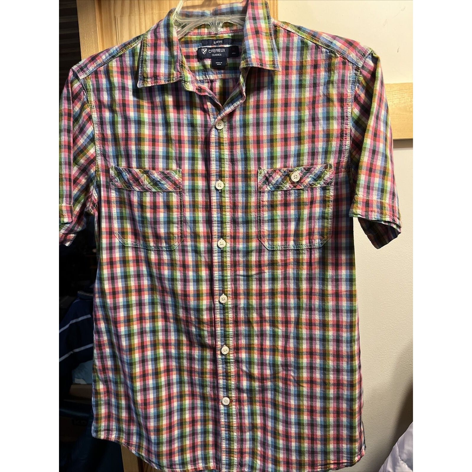 Cremieux Cremieux Men’s M Colored Check Button Cotton Slim Fit Shirt Size US M / EU 48-50 / 2 - 2 Thumbnail
