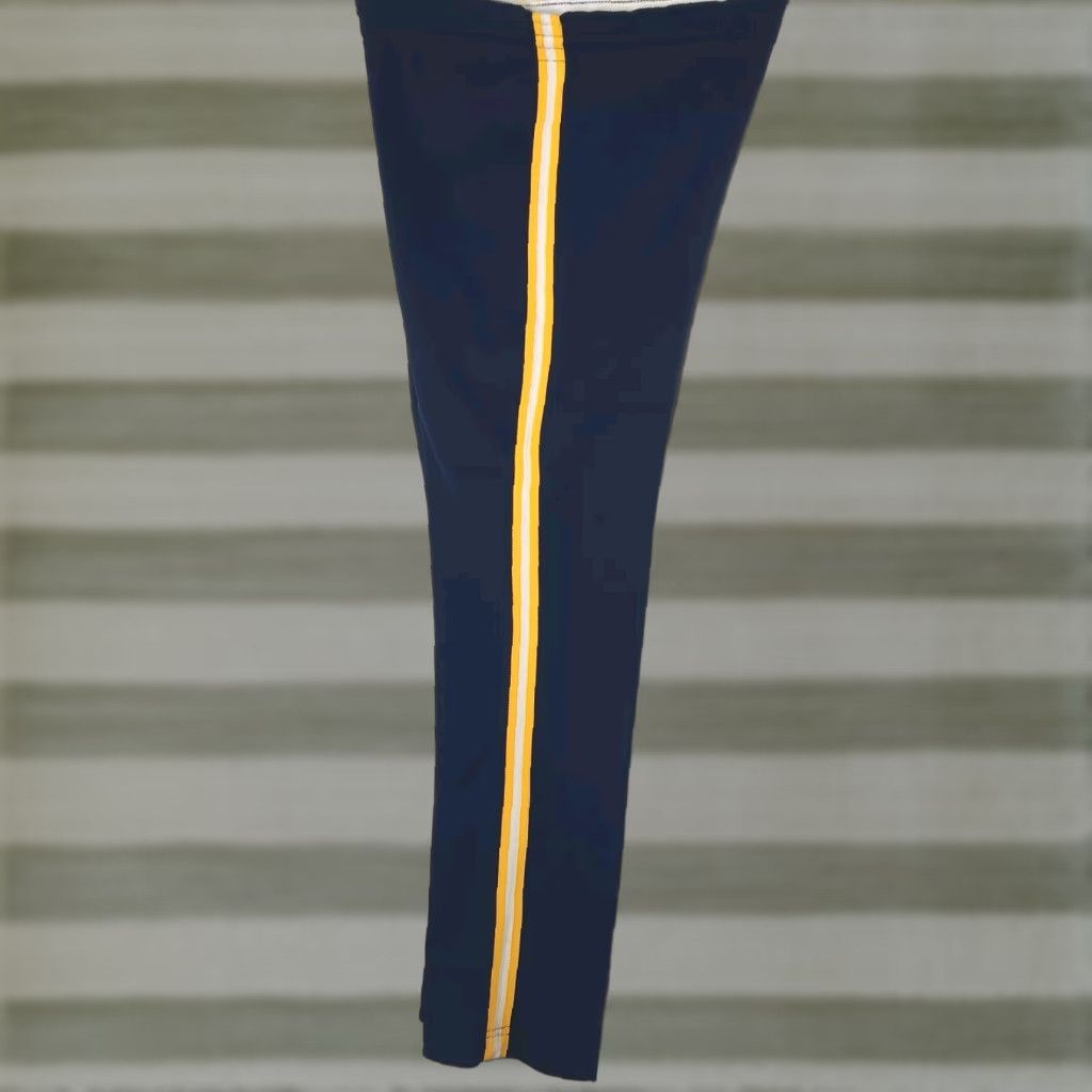 Champion VINTAGE Champion Pants S Nylon Stretch Knit Blue Yellow Side Stripe Zip Track Athletic Size US 29 - 1 Thumbnail