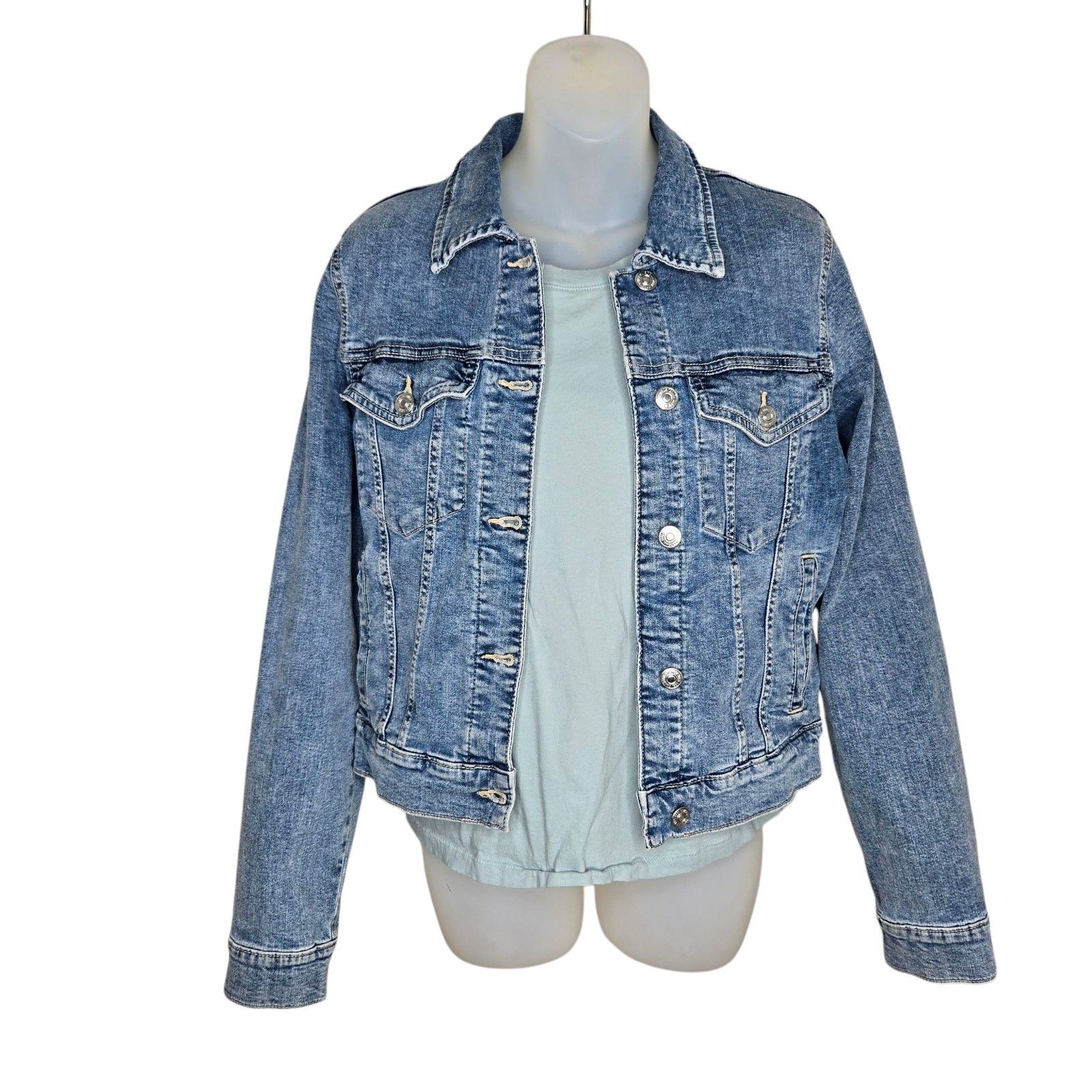 Mango Mango MNG Womens Denim Jacket Large Trucker Style Buttons Size L / US 10 / IT 46 - 5 Thumbnail