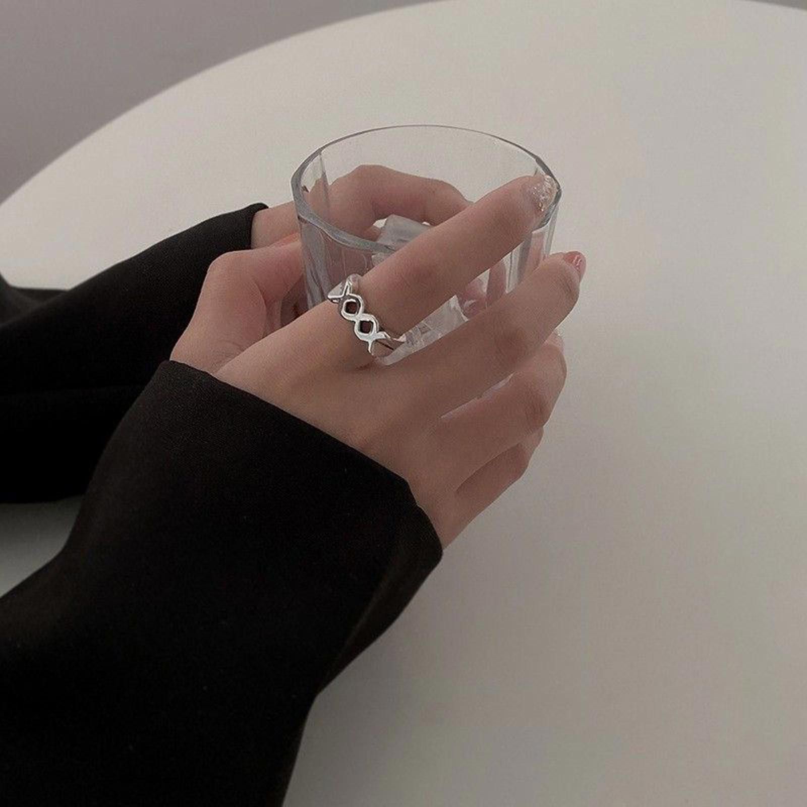 Jewelry Hollow Out Silver Ring Size ONE SIZE - 5 Thumbnail