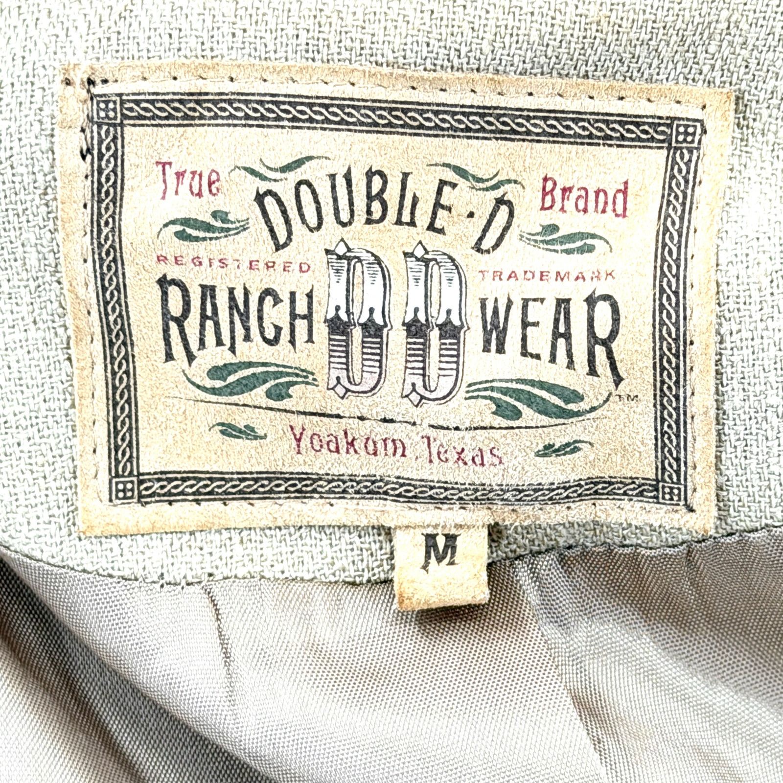 Double D Ranch Vintage 90s Khaki Copper Studded Safari Belted Jacket Size M / US 6-8 / IT 42-44 - 7 Thumbnail