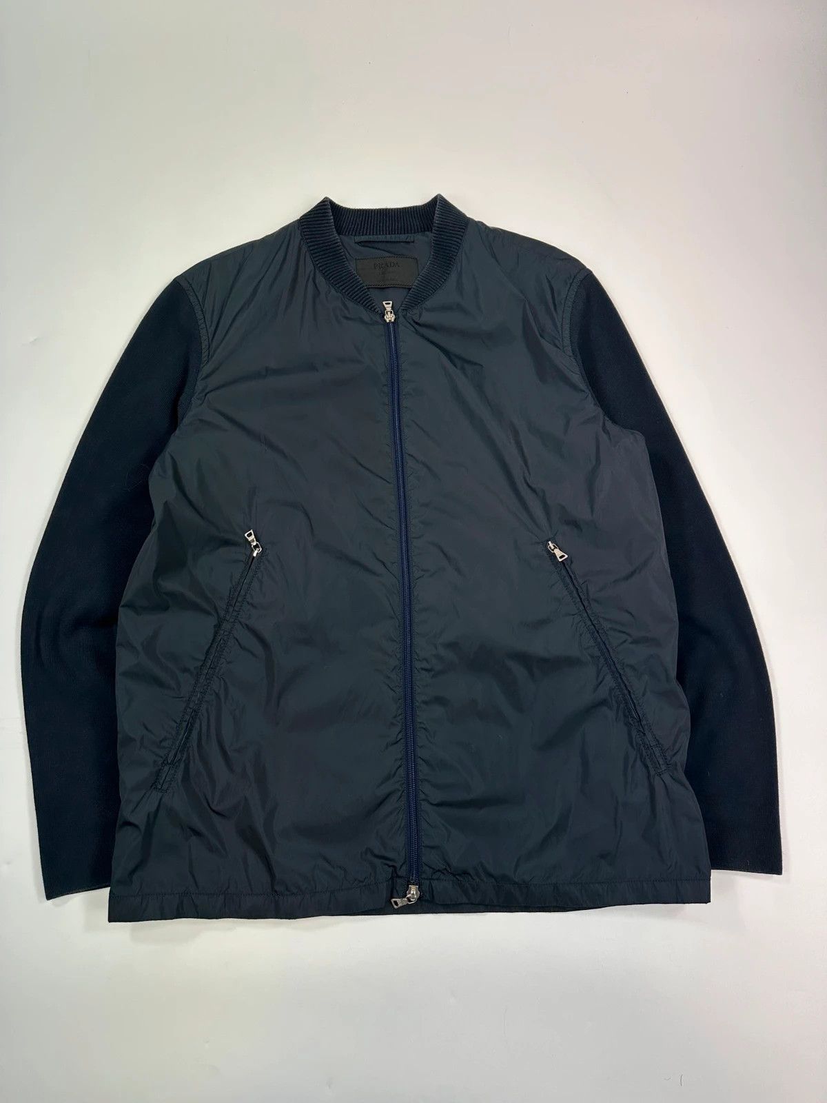 Prada Prada Milano SS2002 Navy Blue Hybrid Cotton & Nylon Jacket Size US L / EU 52-54 / 3 - 1 Thumbnail