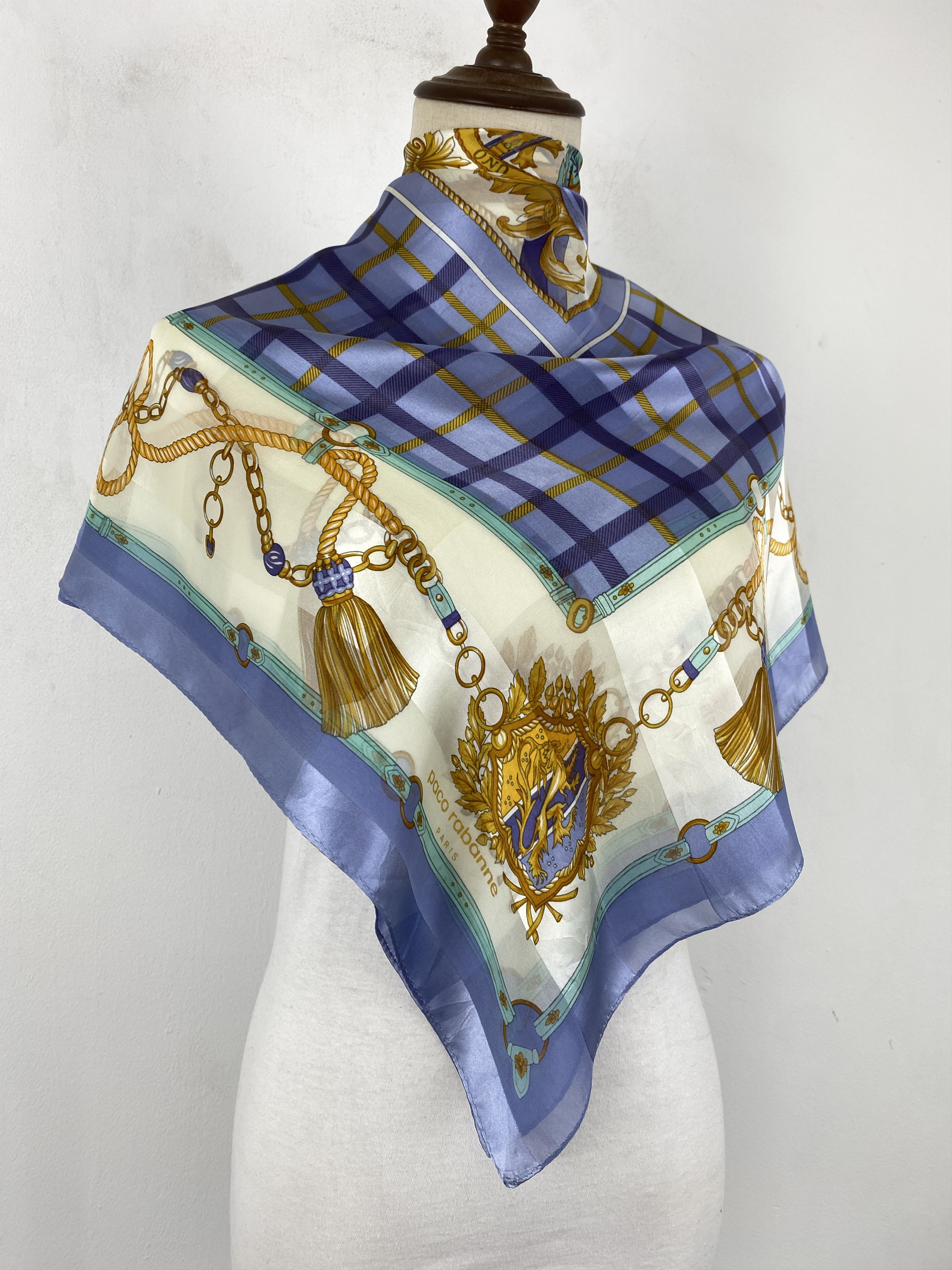 Designer × Vintage Paco Rabbane Paris Silk Scarf / Foulards / Silk Scarf SN0017 Size ONE SIZE - 2 Thumbnail