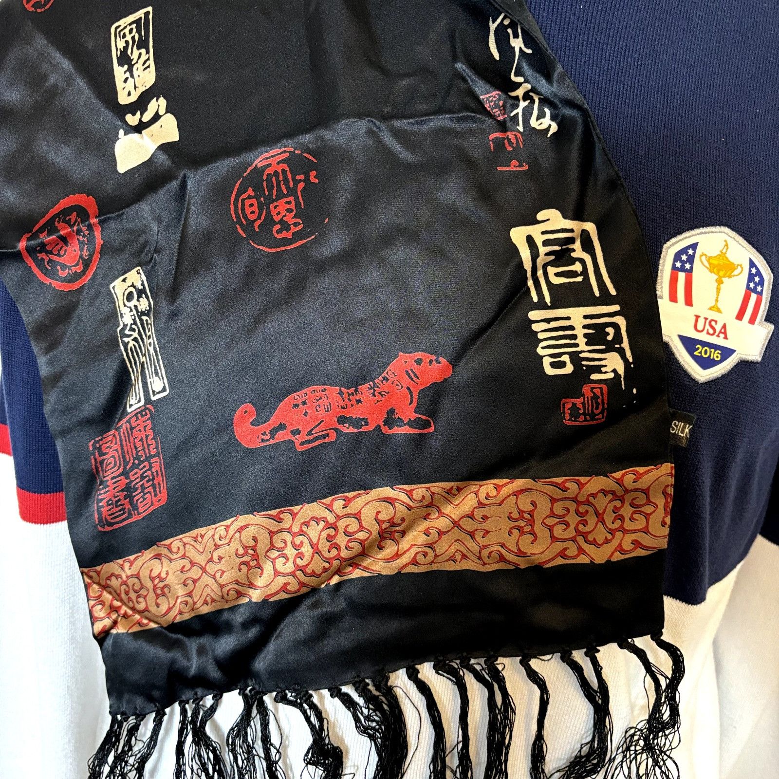 Other Pure Silk Black Scarf Wrap Shawl 10.5" x 49" with Fringe VTG Size ONE SIZE - 3 Thumbnail