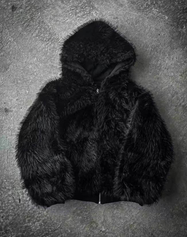 Japanese Brand × Other Faux furr Zipper Black reversible Jacket Hooded Size US M / EU 48-50 / 2 - 2 Thumbnail
