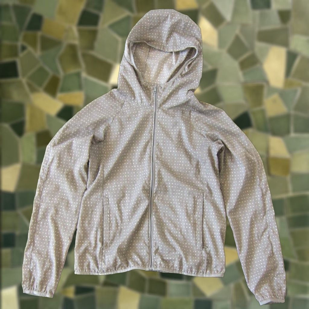 Uniqlo Uniqlo Jacket Women Small Windbreaker Full Zip Hooded Lightweight Grey White Polka Dot 100% Polyester Activewear Size S / US 4 / IT 40 - 1 Thumbnail