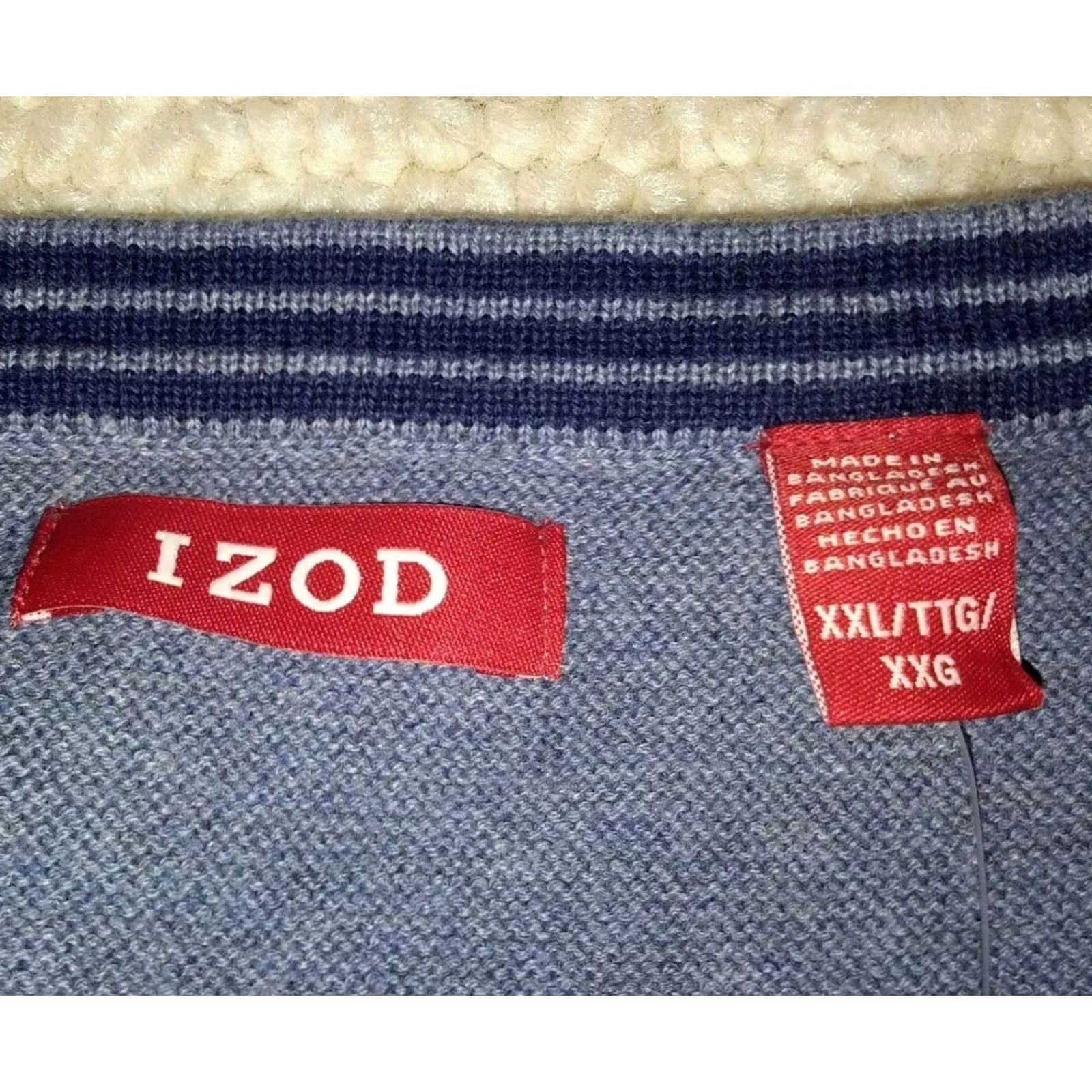 Izod IZOD Mens V-Neck Sweater Long Sleeve 100% Cotton Blue XXL NWT Pullover Knit Regular Size 2XL Mens Cute Logo Plain Solid Classic Size US XXL / EU 58 / 5 - 2 Thumbnail