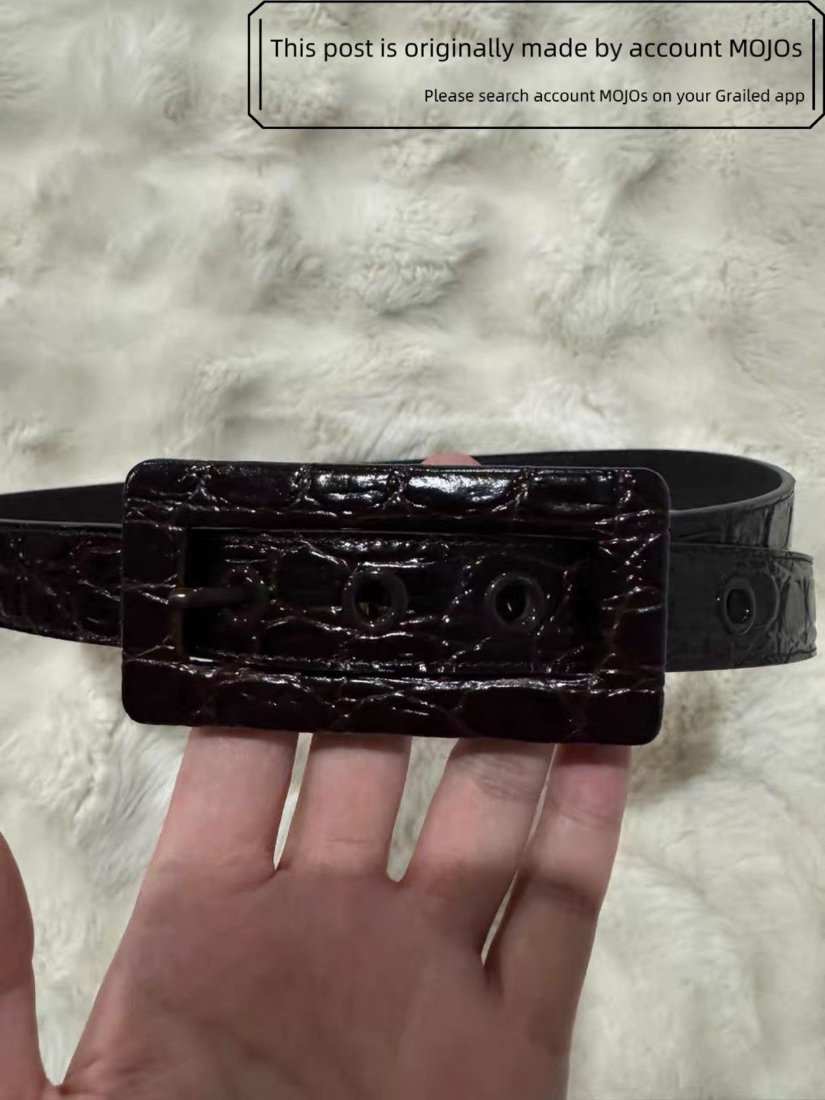 Saint Laurent Paris Sz 85 Saint Laurent Paris Dark Brown Patent Leather Belt Size ONE SIZE - 4 Thumbnail
