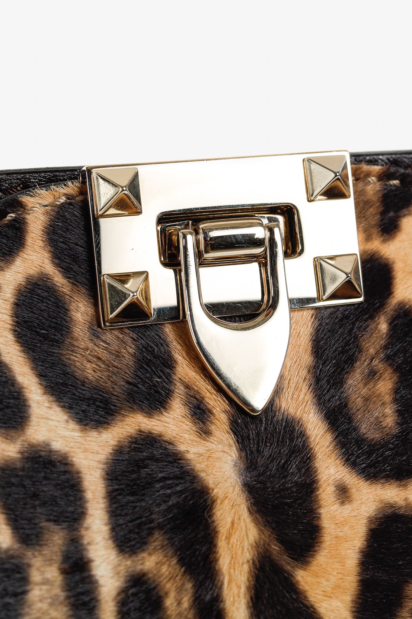 Valentino Valentino Leopard Calf Hair Rockstud Double Handle Tote Size ONE SIZE - 12 Thumbnail