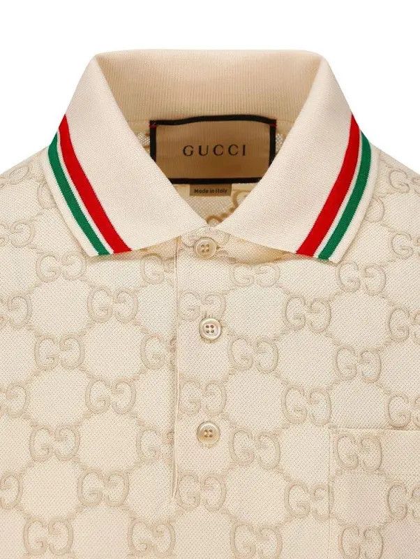 Gucci Gucci Men's Love Parade Monogrammed Cream Polo Shirt Size US L / EU 52-54 / 3 - 3 Thumbnail