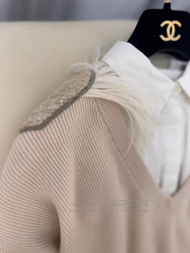 Brunello Cucinelli Brunello Cucinelli Beige Cashmere Sweater Size M / US 6-8 / IT 42-44 - 3 Thumbnail
