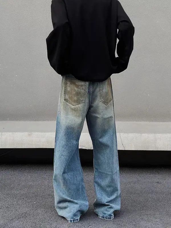 VIBE Vintage dirty-dyed graffiti ripped baggy jeans Size US 34 / EU 50 - 4 Thumbnail