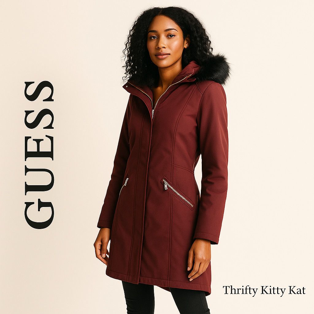 Guess Guess Faux Fur Hood Softshell Parka Jacket Burgundy Wine XXL Size XXL / US 16-18 / IT 52-54 - 1 Thumbnail