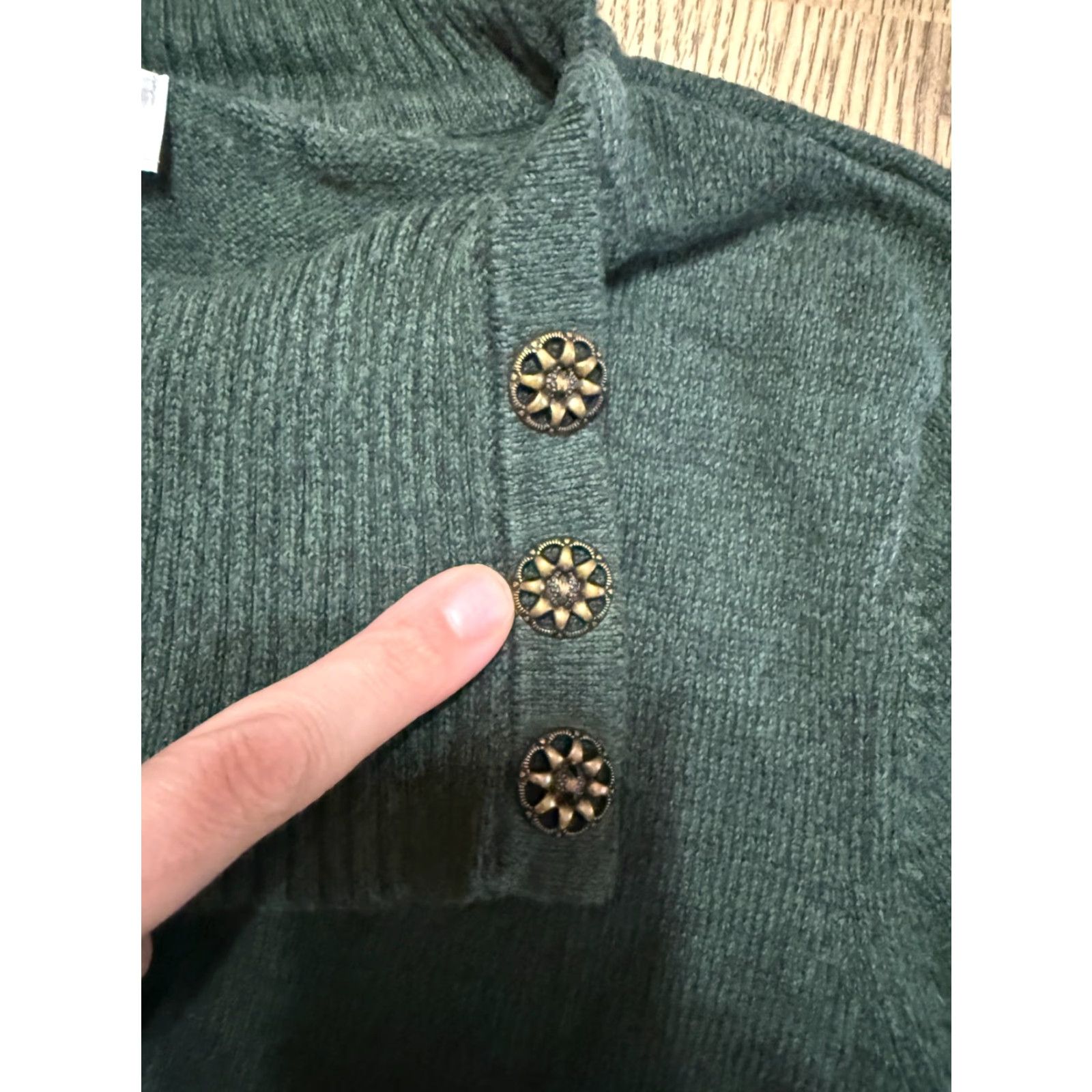 Vintage Christopher & Banks Sweater Women's Medium Green Turtleneck Pullover Knit Cotton Casual Fall Winter Pullover Womens M Green Sweater Size M / US 6-8 / IT 42-44 - 5 Thumbnail