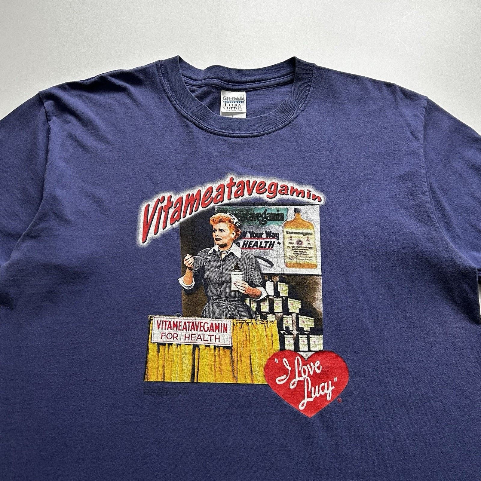 Gildan Vintage I Love Lucy Vitameataveganin T Shirt Large Y2K Retro Size US L / EU 52-54 / 3 - 2 Thumbnail