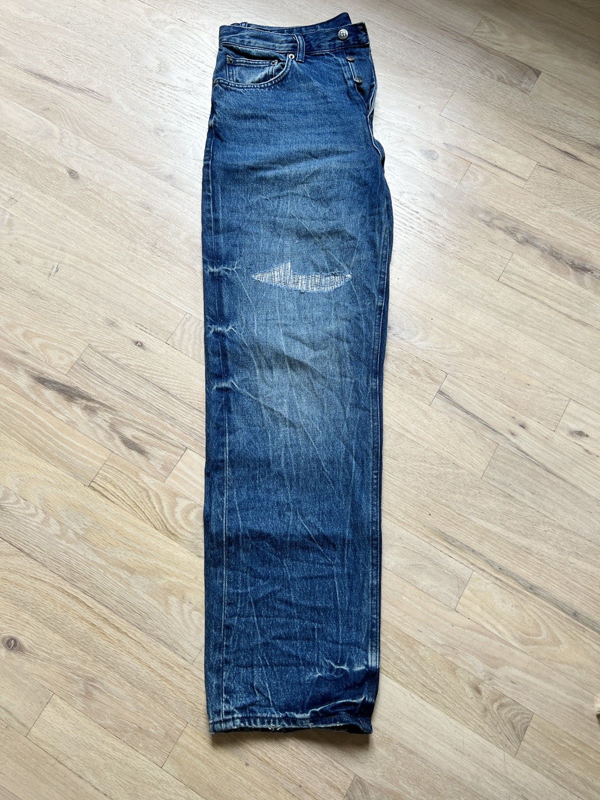 image of Ksubi Anti K Hilite Trashed Size 33 in Dark Blue Denim, Men's