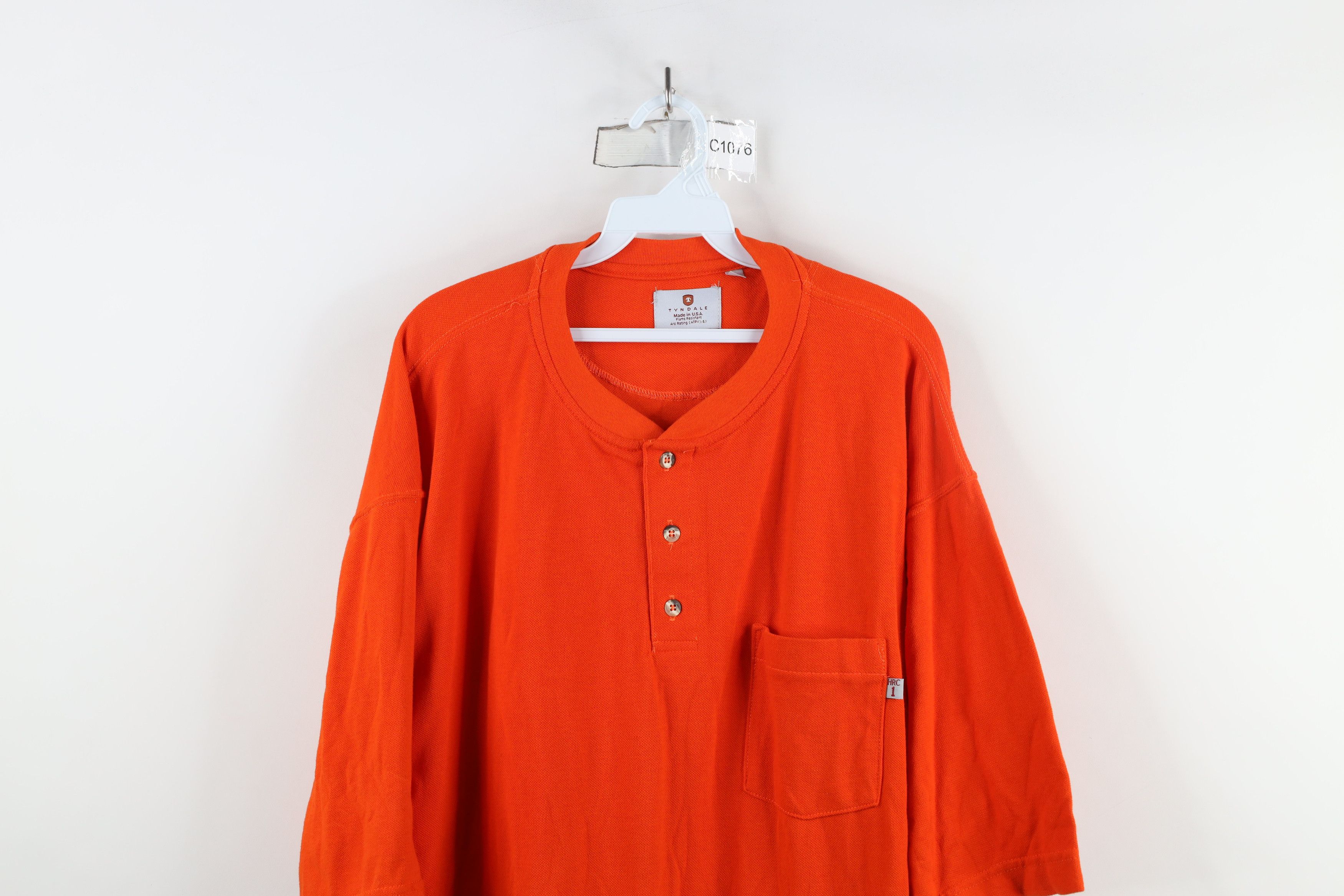 Vintage Tyndale FR Flame Resistant Work Henley T-Shirt Orange USA Size US XXL / EU 58 / 5 - 2 Thumbnail