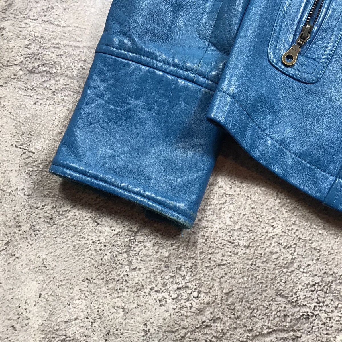 Vintage Vintage Blue Leather Jacket Workwear Streetwear 90s Logo M Size M / US 6-8 / IT 42-44 - 4 Thumbnail