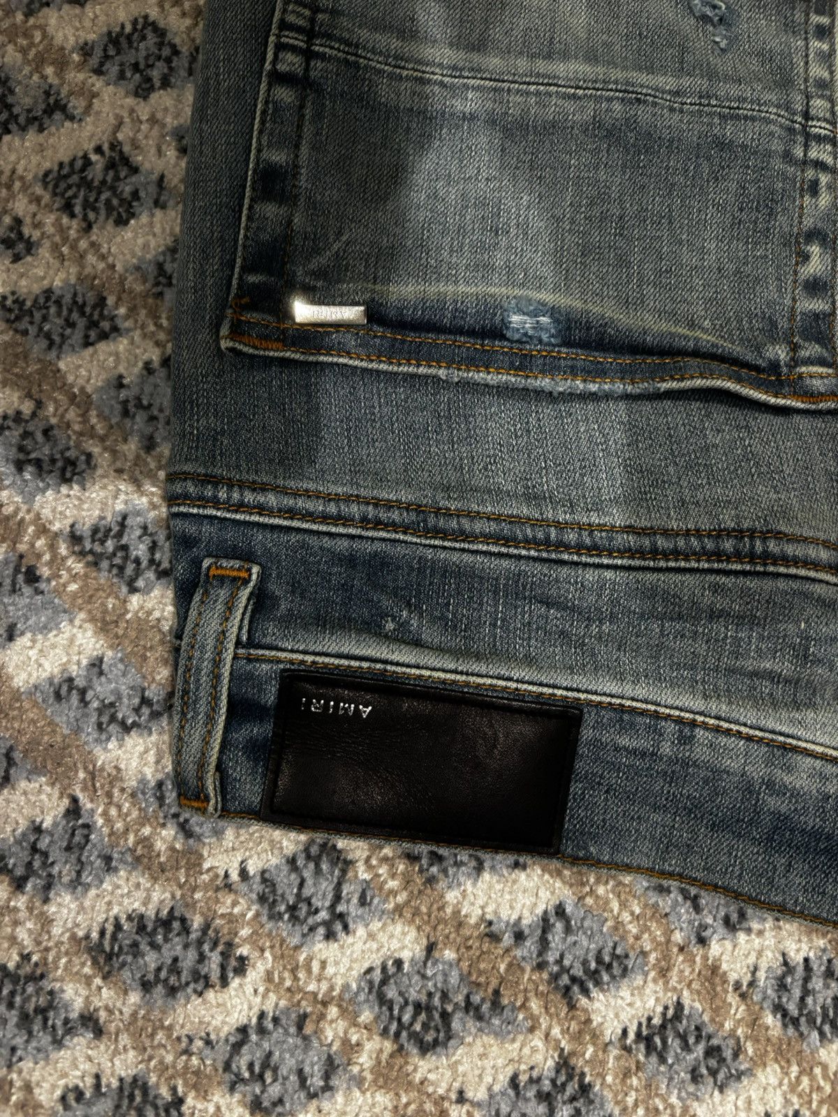 Amiri Blue Bandana Patch MX1 Distressed Denim Size US 34 / EU 50 - 5 Thumbnail