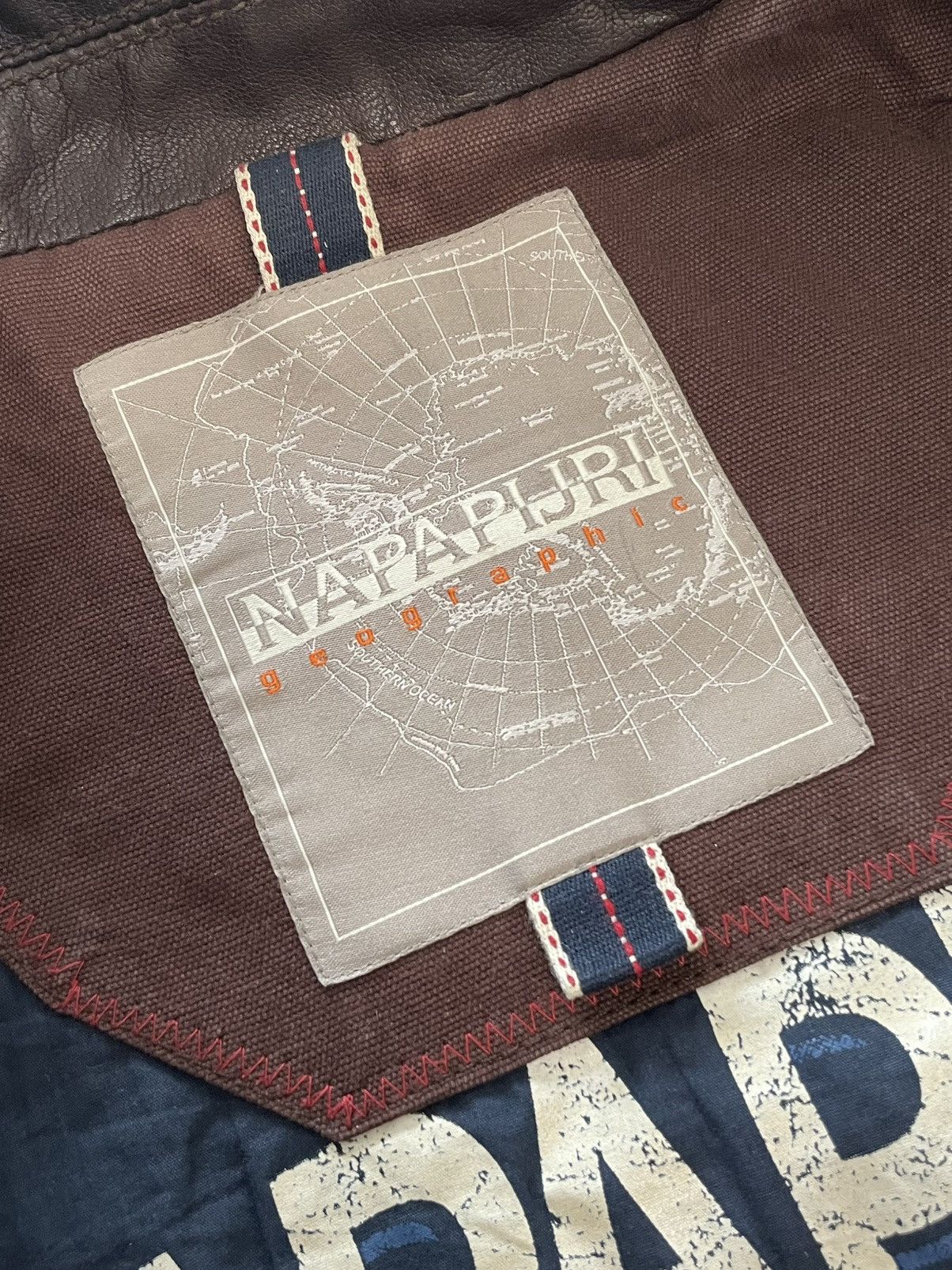 Napapijri Vintage Napapijri Brown Leather Jacket Size US XL / EU 56 / 4 - 9 Thumbnail