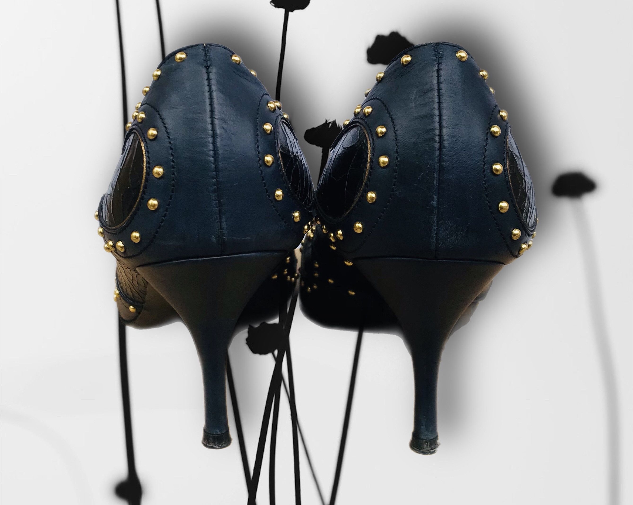 Miu Miu Miu Miu Ribbon Studded Heels Pump 80 mm Toe Leather Size US 9 / IT 39 - 4 Thumbnail