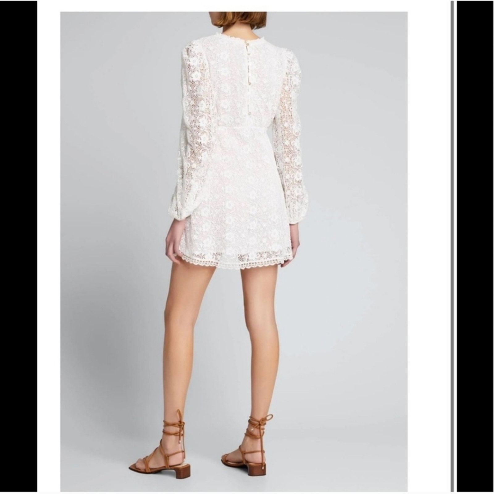 LoveShackFancy NWT LoveShackFancy Leira Lace Blouson-sleeve Mini Dress Size M / US 6-8 / IT 42-44 - 2 Thumbnail