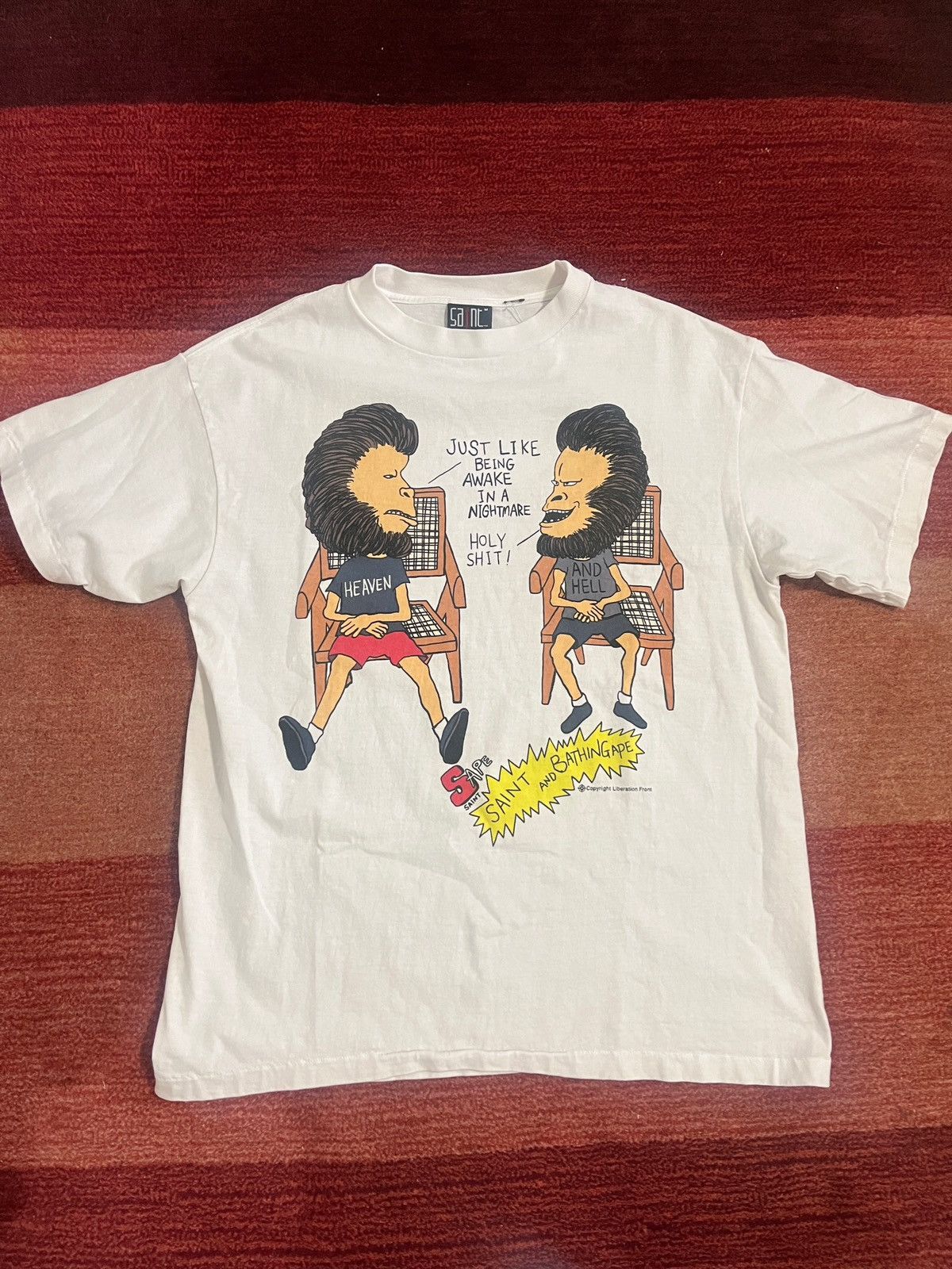 image of Beavis And Butt Head Saint Mxxxxx X Bape in White, Men's (Size Medium)