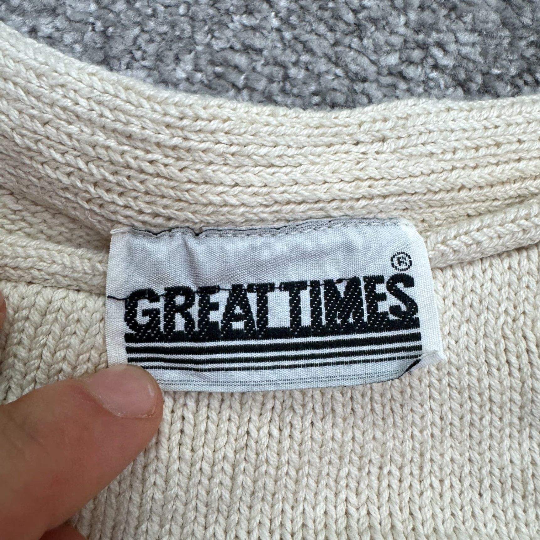 Greats VINTAGE Great Times Vest Sweater Mens XL Beige Knit 100% Cotton Sleeveless Crew Neck Classic 90s Size US XL / EU 56 / 4 - 6 Thumbnail