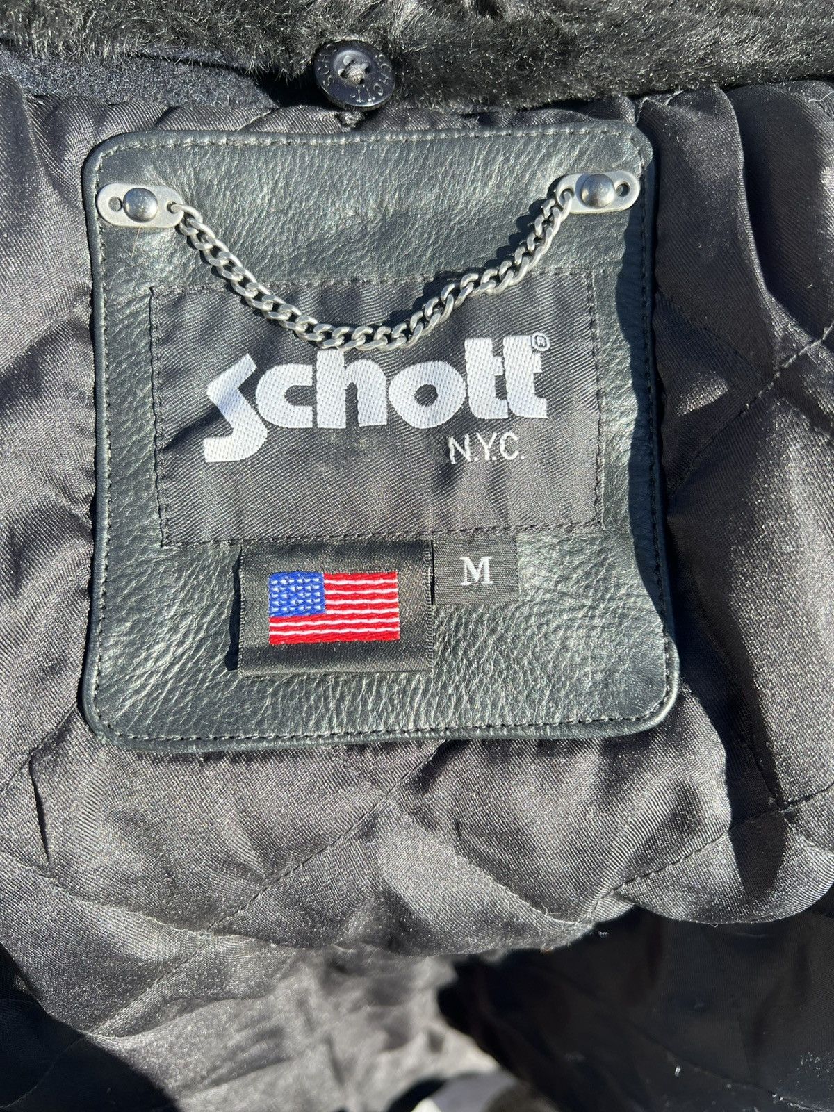 Schott Schott European Release Wool & Leather Jacket Faux Fur Size US M / EU 48-50 / 2 - 5 Thumbnail