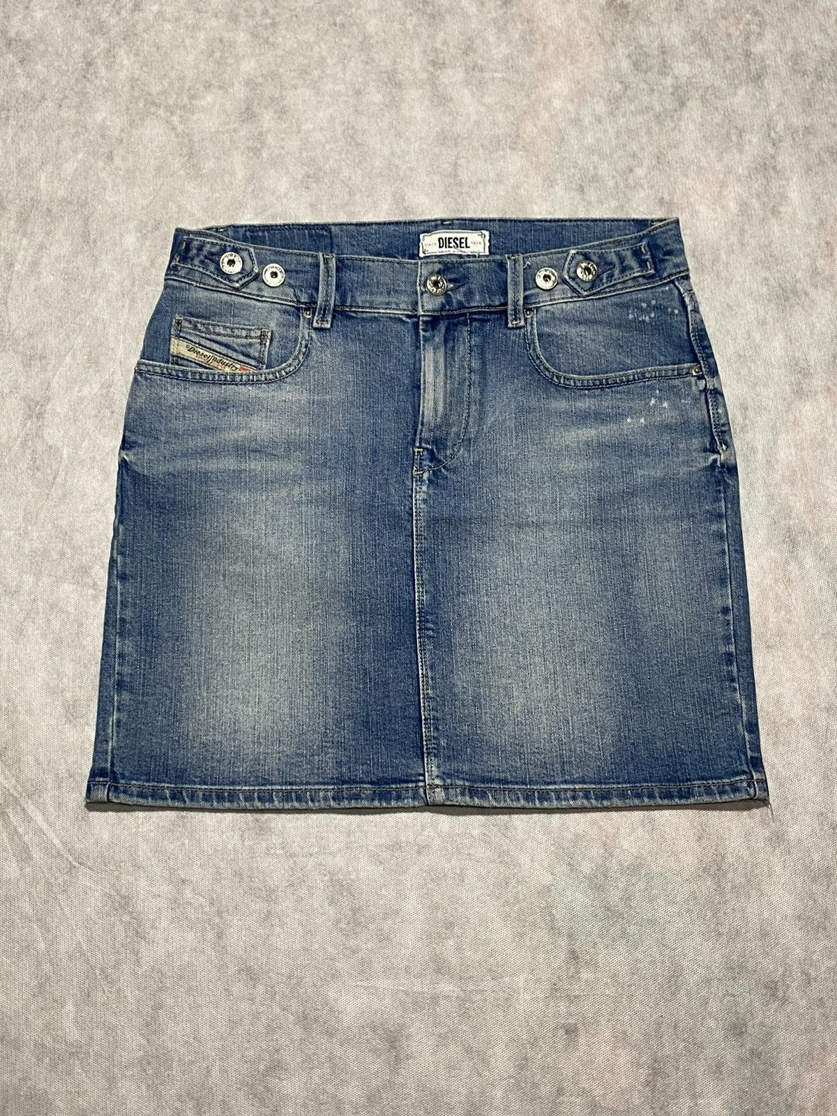 Diesel × Vintage Vintage Diesel Y2K Denim Faded Skirt Size 27 Size 27" / US 4 / IT 40 - 1 Thumbnail