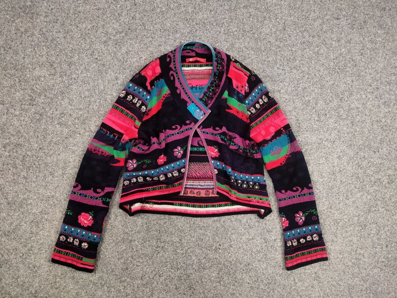 Designer Oliver Philips Floral pattern Merino wool Cropped Cardigan Size S / US 4 / IT 40 - 10 Thumbnail