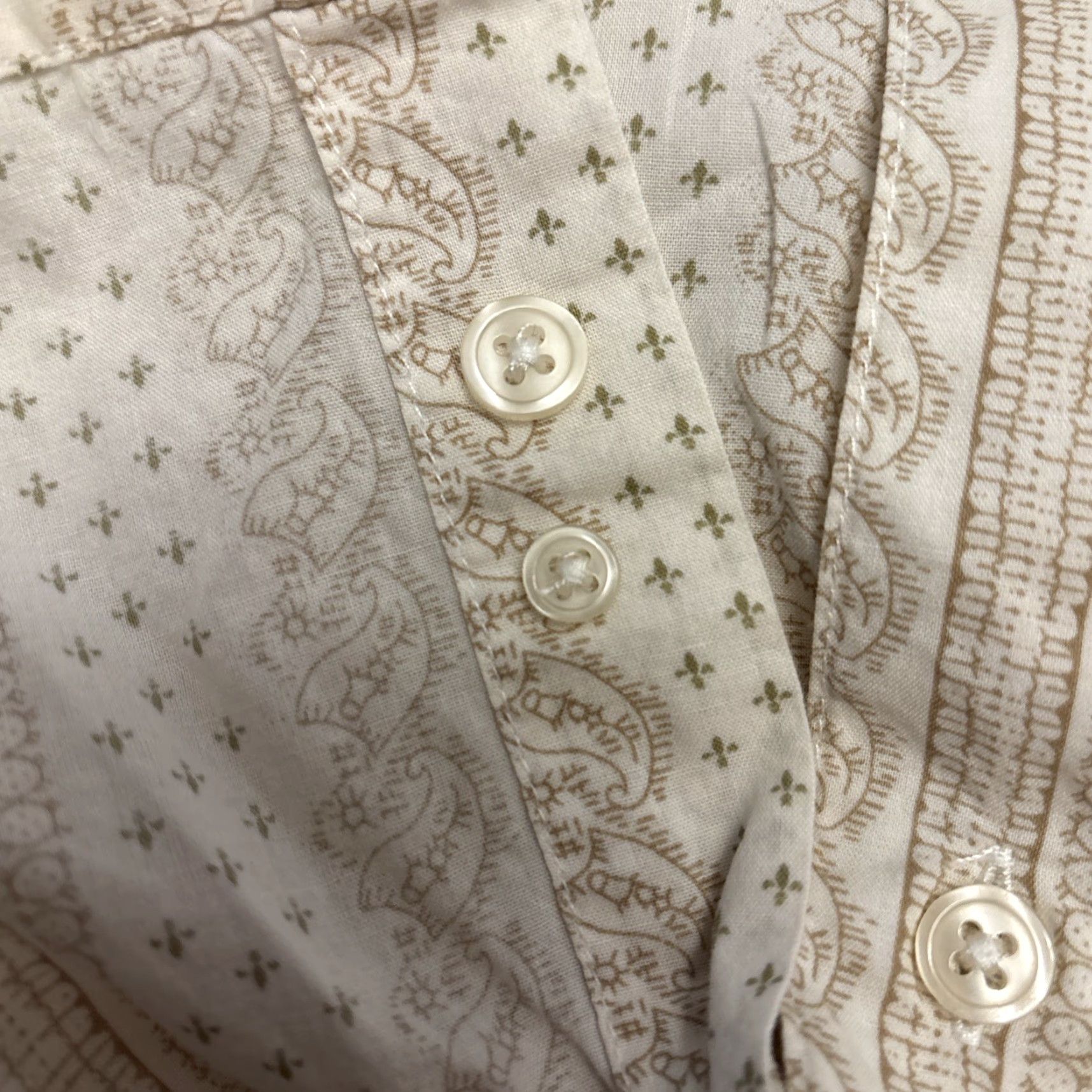 American Eagle Outfitters American Eagle Mens Button-Up Shirt XXL Vintage Slim L/S Beige Print Size US XXL / EU 58 / 5 - 7 Thumbnail