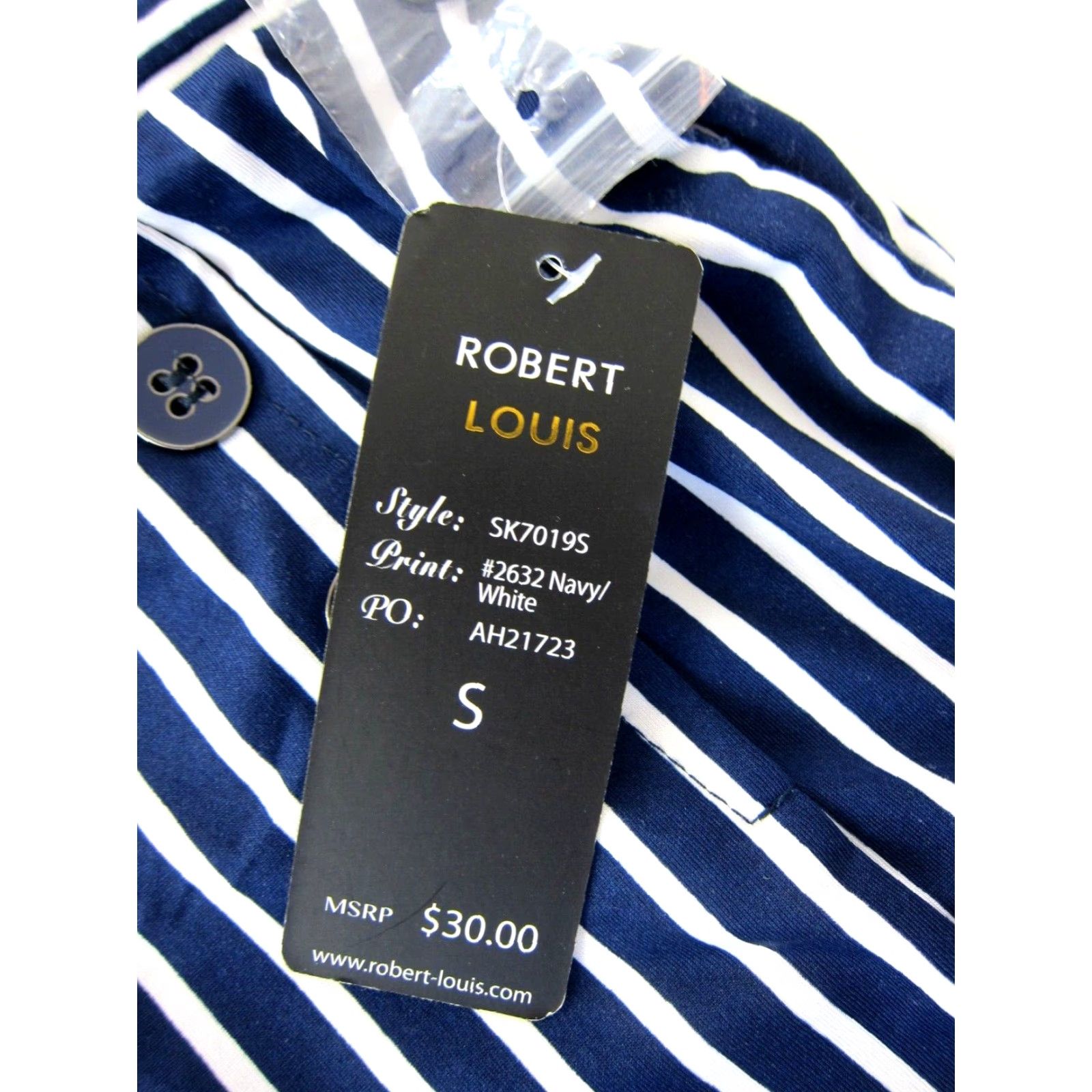 Vintage NWT Robert Louis Navy Blue White Stripe Stretch High Rise Pocket Sailor Shorts S Size 28" / US 6 / IT 42 - 3 Thumbnail
