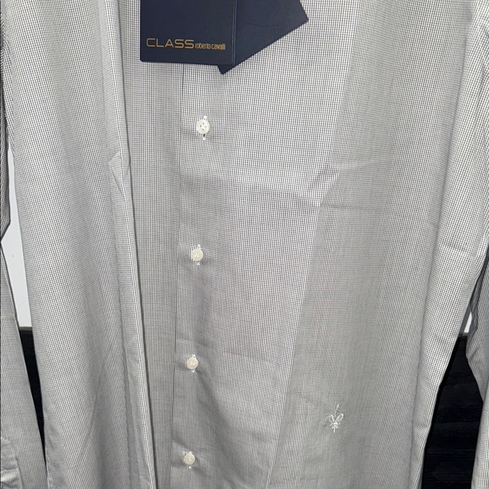 Roberto Cavalli NWT Class by Roberto cavalli mens white/black shirt size L Size US L / EU 52-54 / 3 - 6 Thumbnail