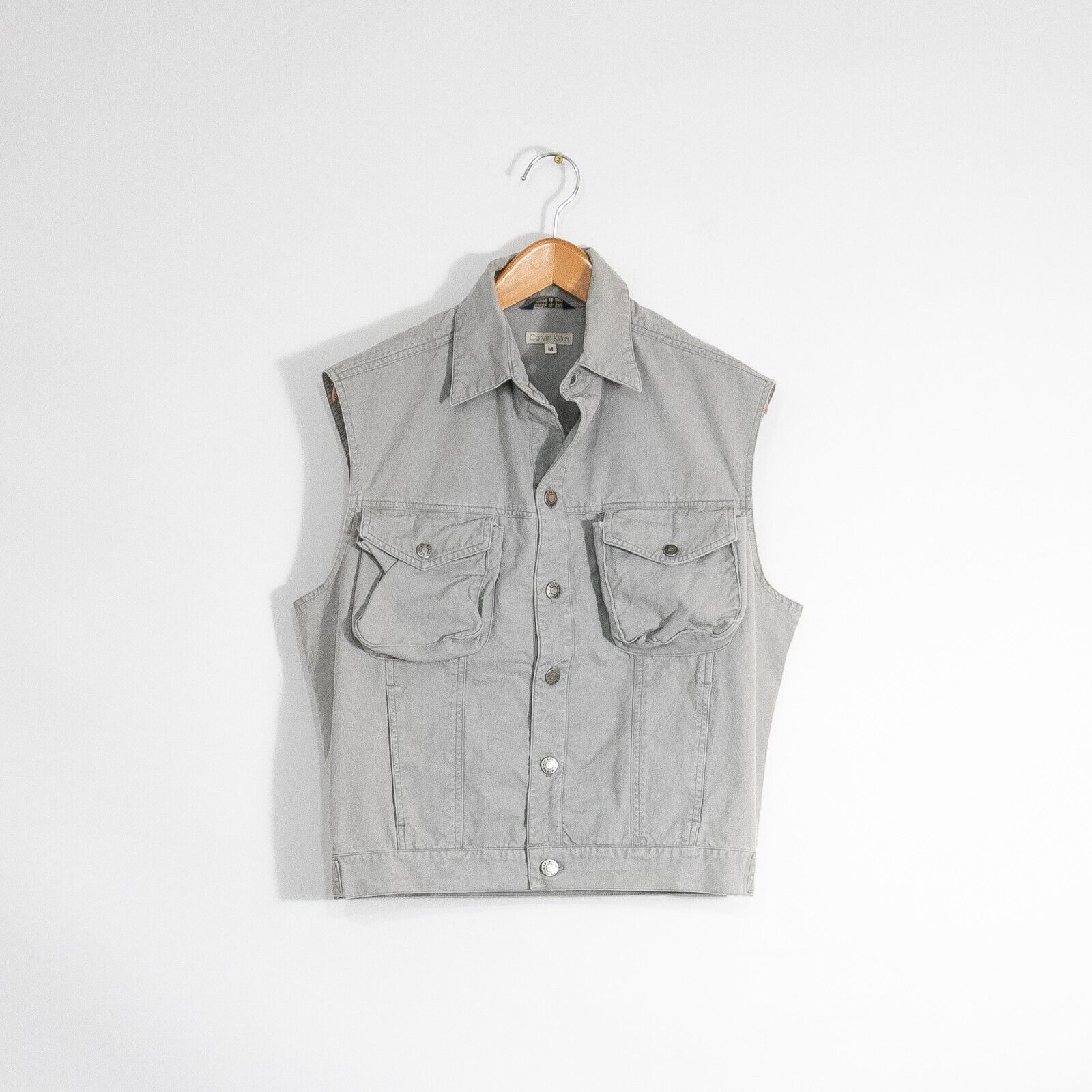 Calvin Klein × Vintage Vintage 90s Calvin Klein Canvas Vest Mens Medium - Grunge Size US M / EU 48-50 / 2 - 1 Thumbnail