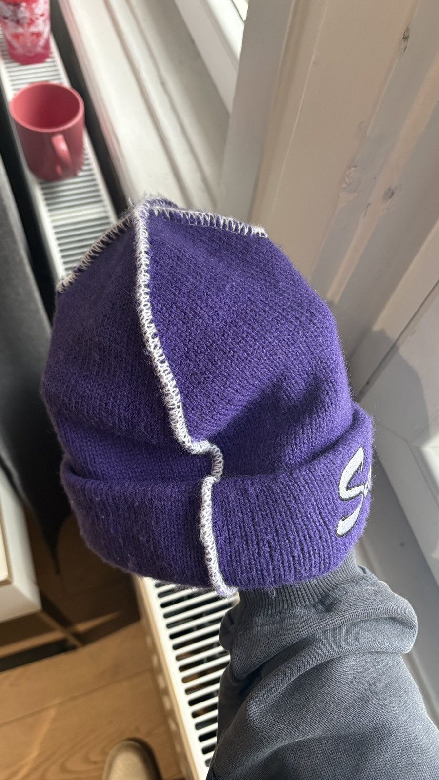 Supreme Supreme Contrast Stitch Beanie ‘Purple’ Fall/Winter 2022 Size ONE SIZE - 4 Thumbnail