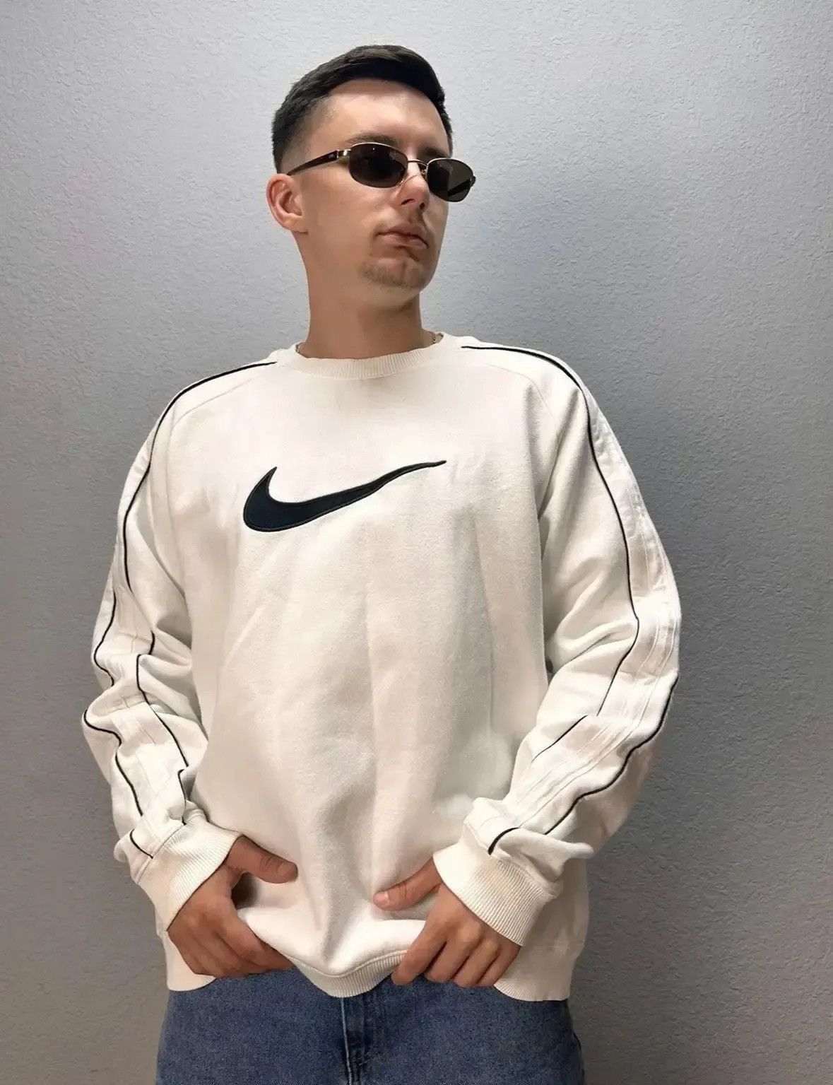 Nike × Vintage Vintage Sweater Nike faded sweatwear drip blockcore Size US XL / EU 56 / 4 - 1 Thumbnail