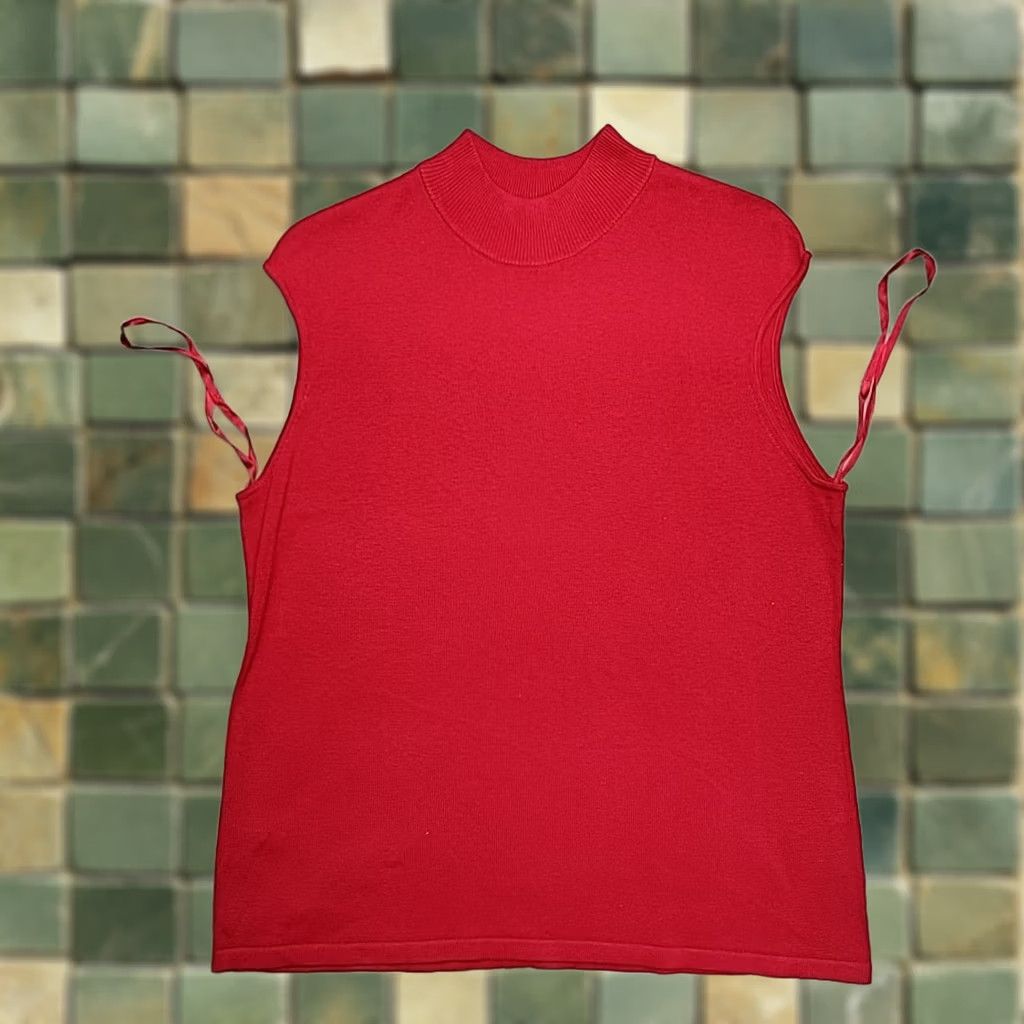 Coldwater Creek Coldwater Creek Top Womens L Red Mock Neck Sleeveless Silk Blend Minimal Classic Size L / US 10 / IT 46 - 1 Thumbnail