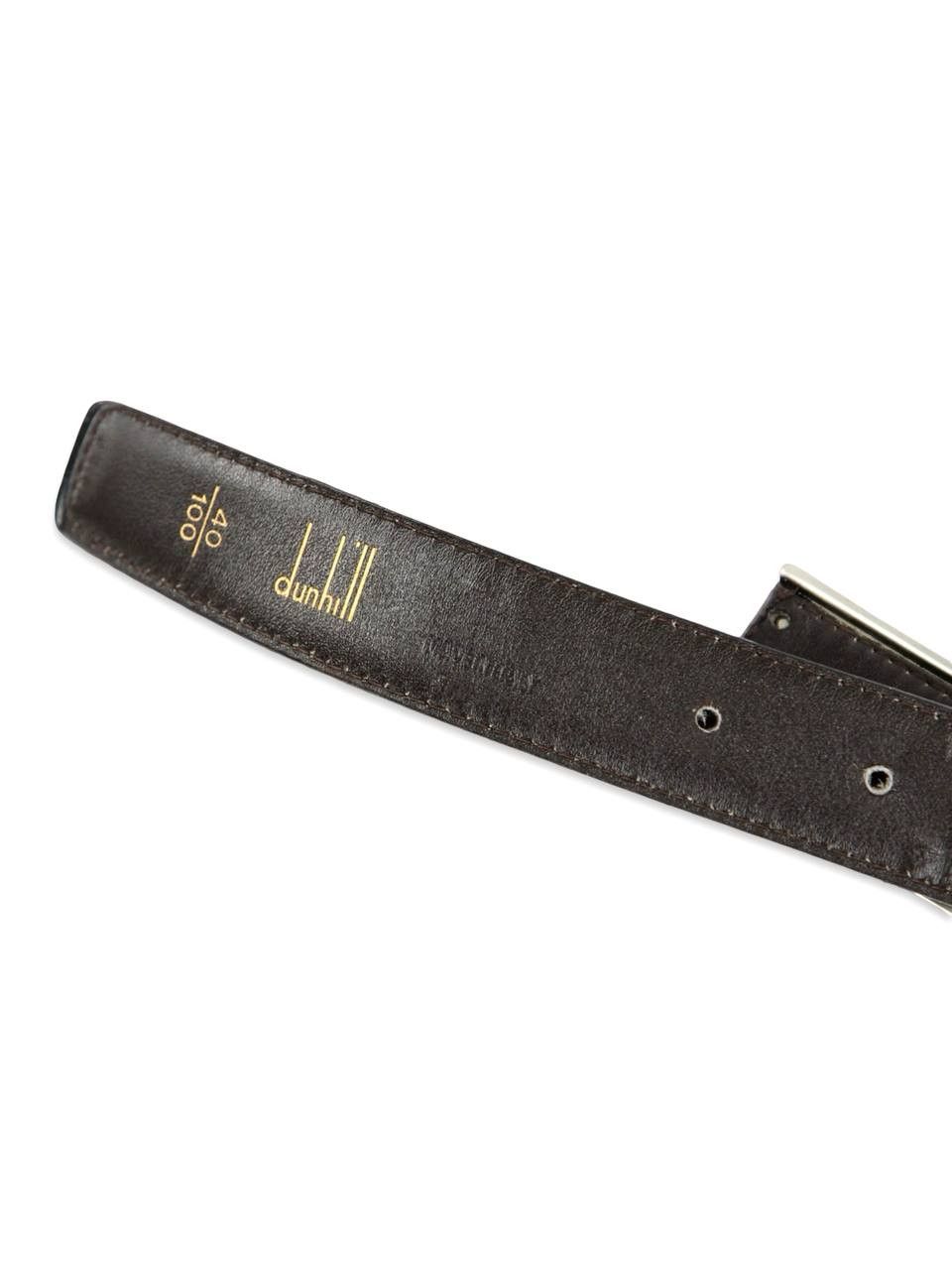 Alfred Dunhill DUNHILL Brown leather belt Size 40 - 4 Thumbnail