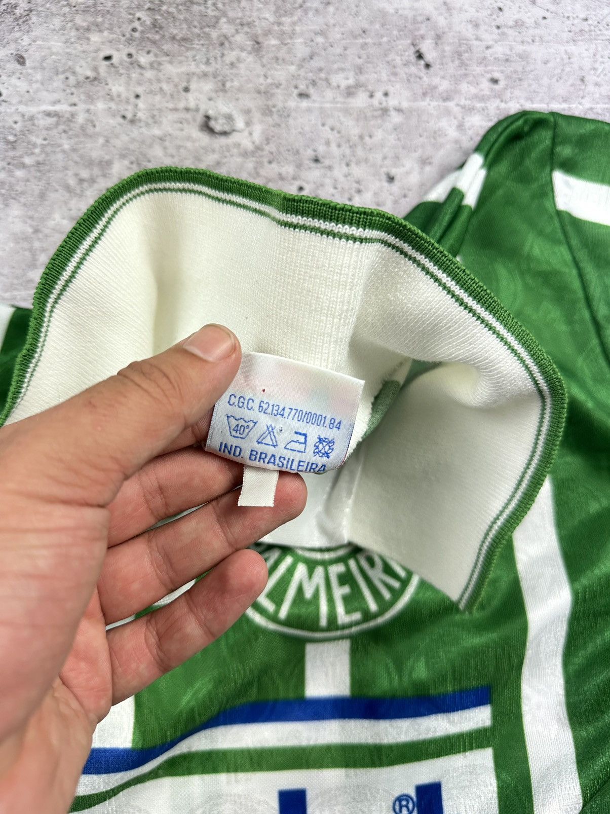 Vintage 1993/94 Rhumell Palmeiras #10 Match Worn Home Jersey Size US L / EU 52-54 / 3 - 14 Thumbnail