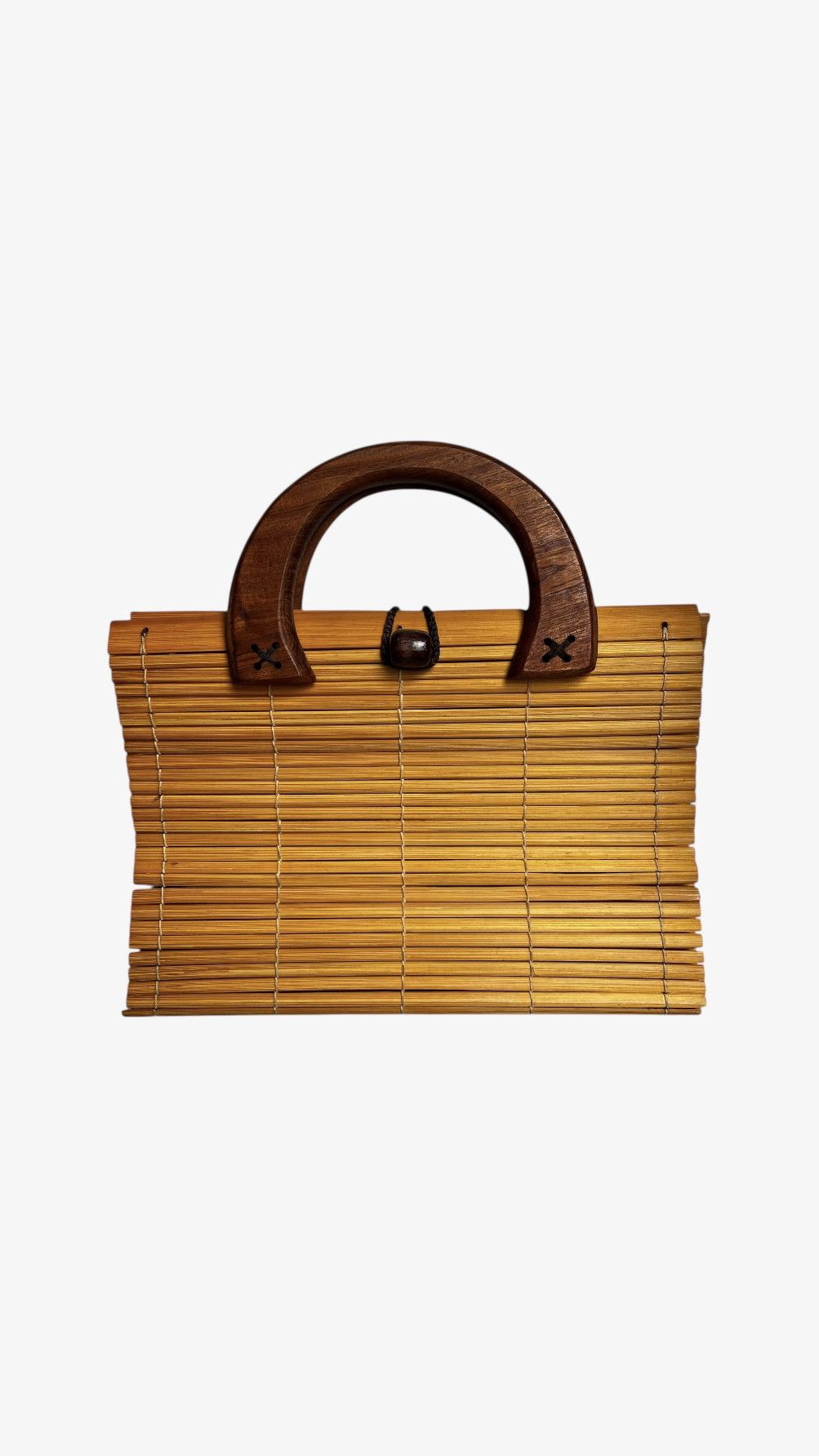Other Vintage 80s Brown Bamboo Slat Handbag Size ONE SIZE - 2 Thumbnail